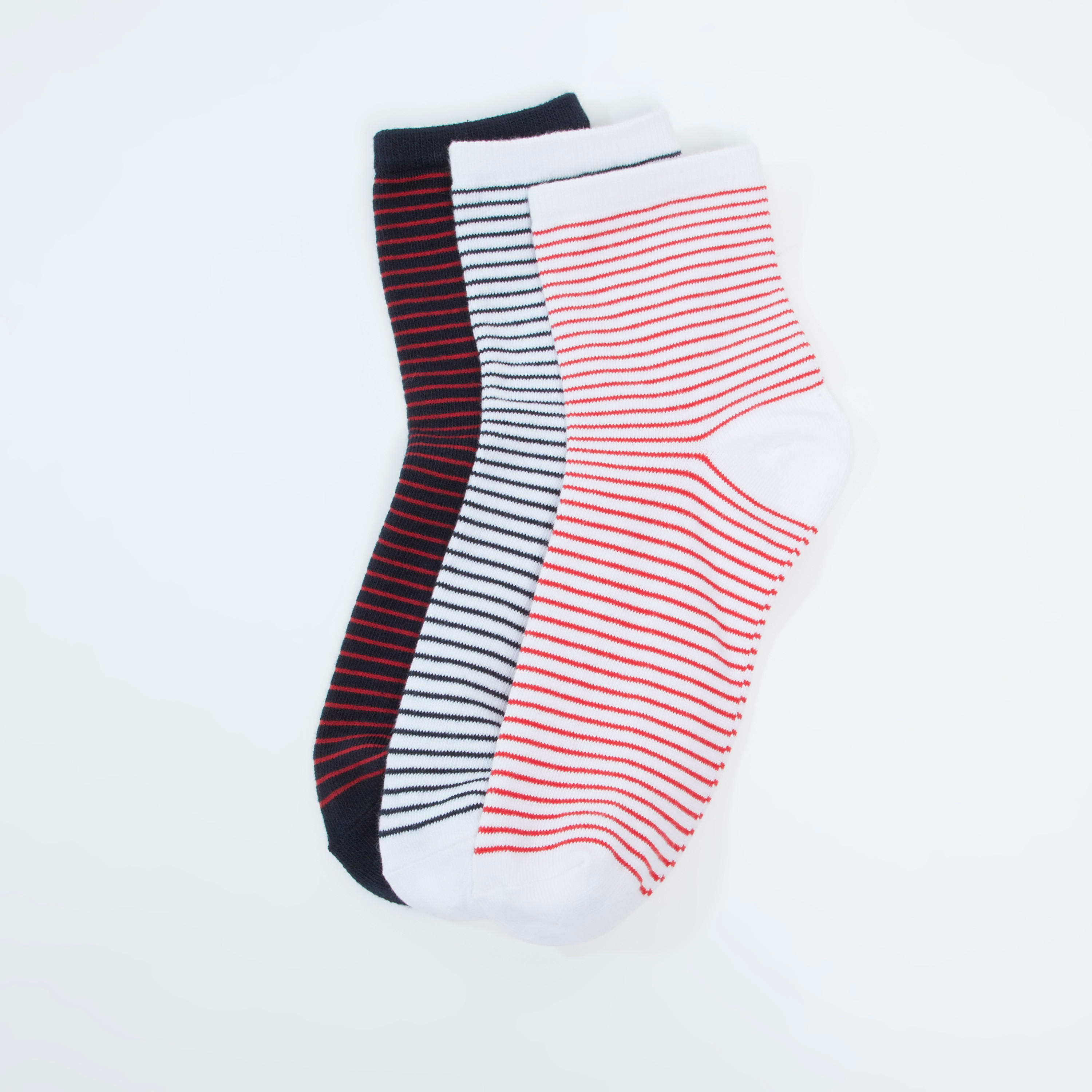 جوارب مقلّمة بطول الكاحل بحوّاف أساور - طقم من 3 أزواج-women-socksandstockings-image-2