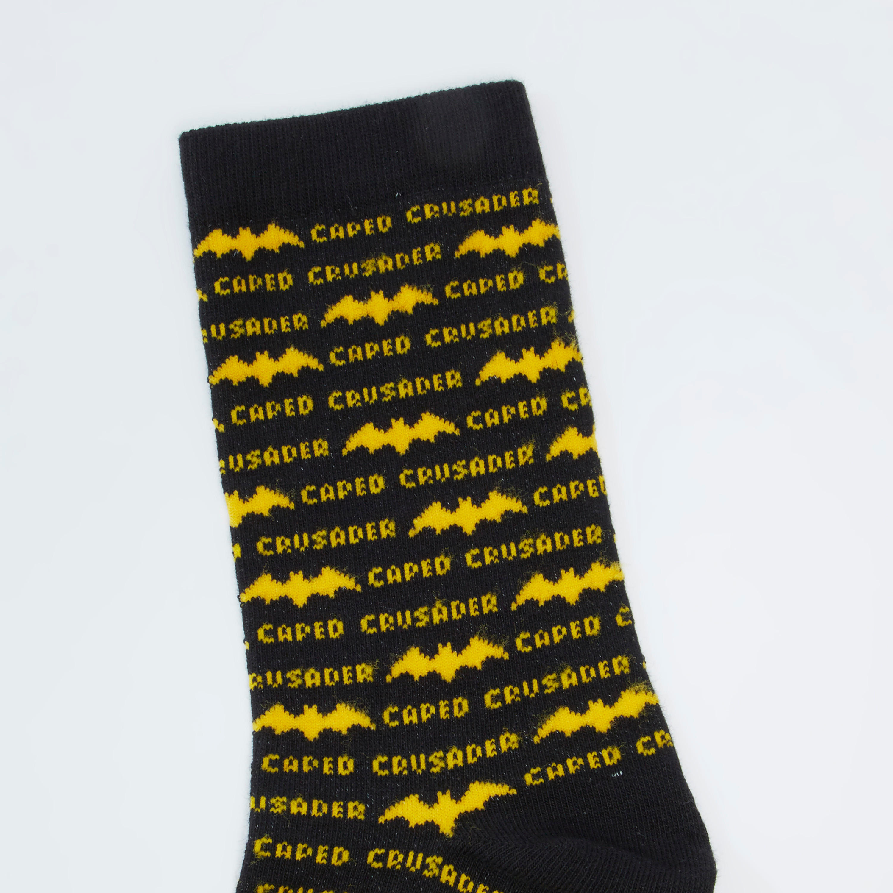 Batman Printed Crew Length Socks with Cuffed Hem-men-socks-image-2