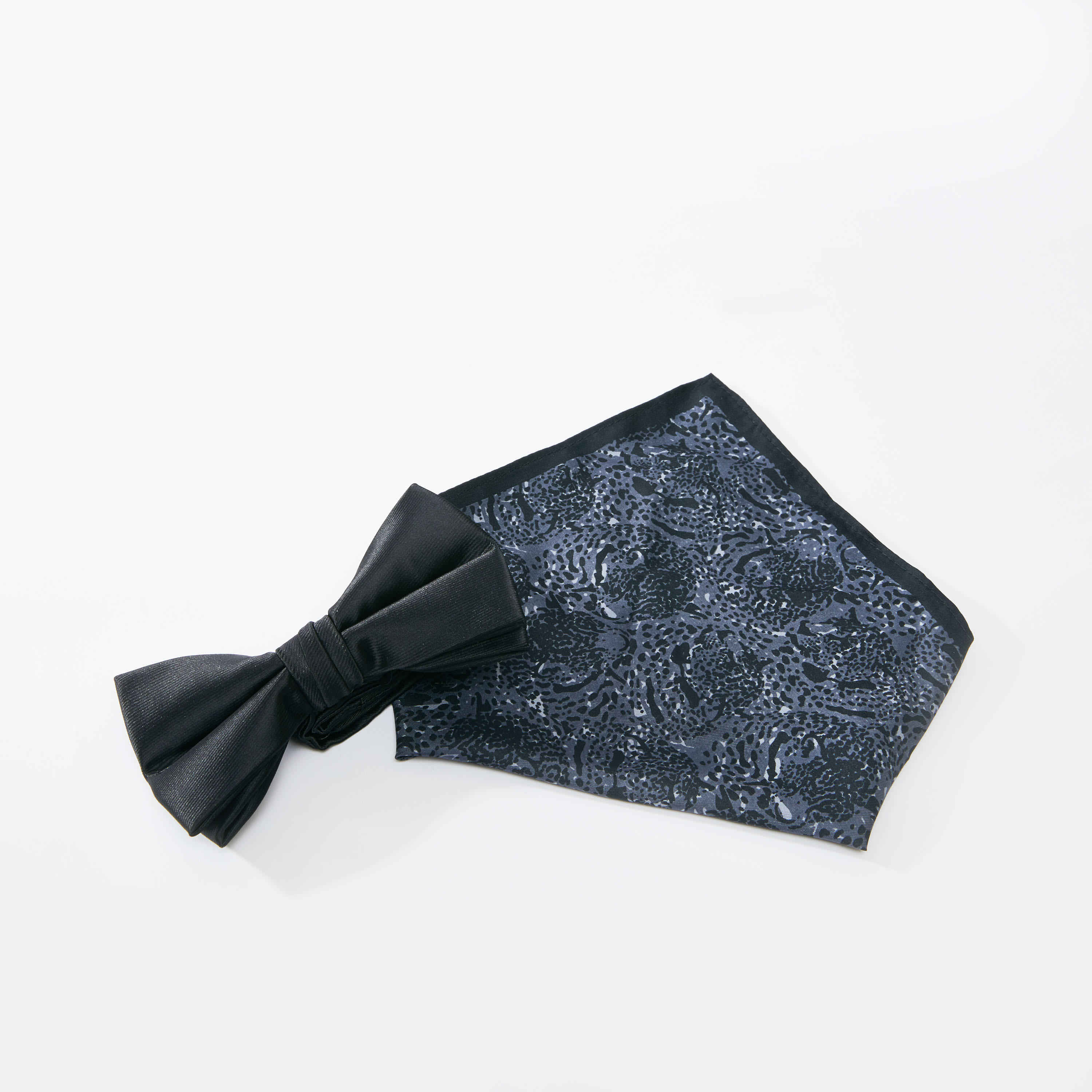 Bow Tie and Printed Pocket Square Set-men-tiesandcufflinks-pocketsquares-image-1