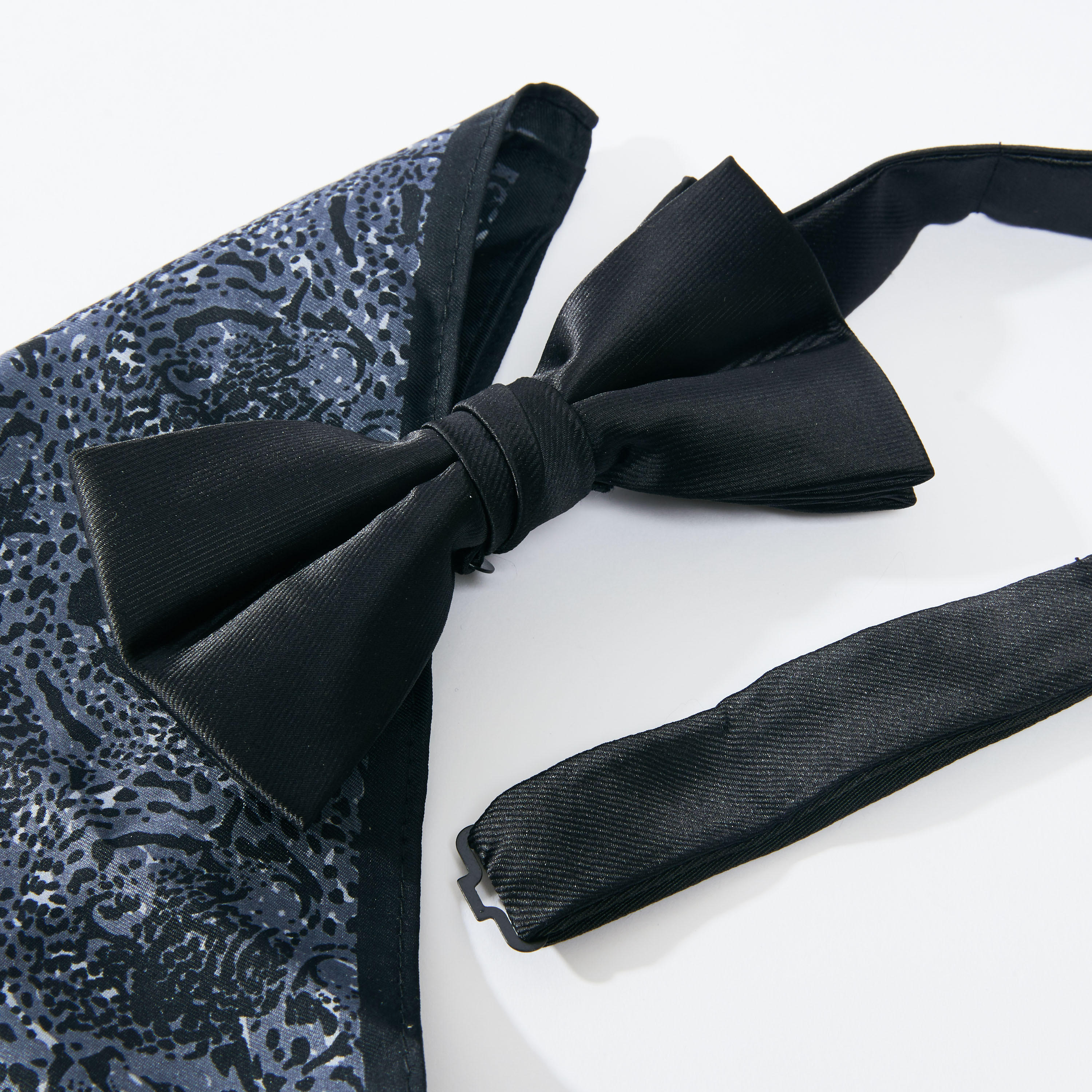 Bow Tie and Printed Pocket Square Set-men-tiesandcufflinks-pocketsquares-image-5