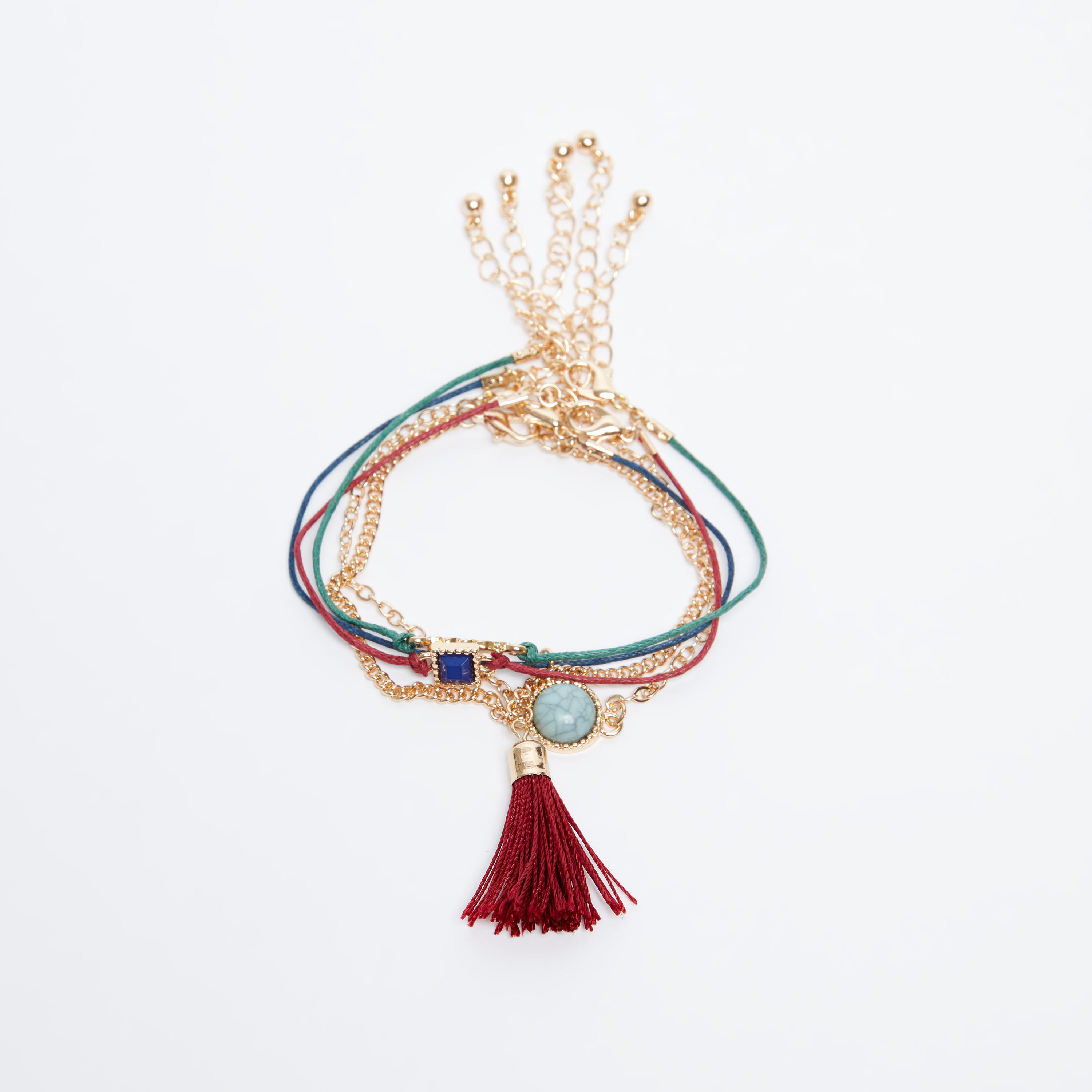 أساور مزينة بمشبك إغلاق - طقم من 5 قطع-women-watchesandjewellery-jewellery-banglesandbracelets-image-1