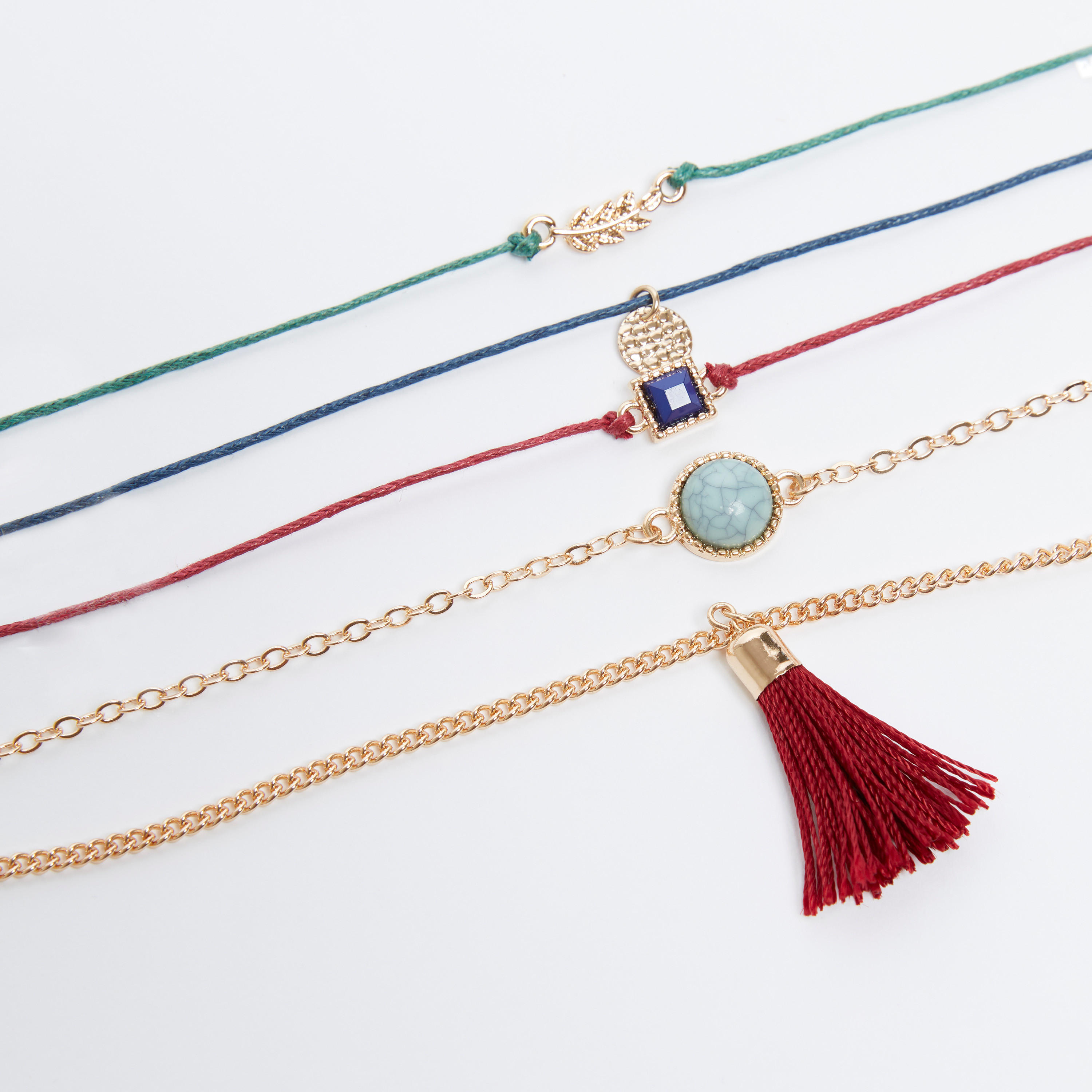 أساور مزينة بمشبك إغلاق - طقم من 5 قطع-women-watchesandjewellery-jewellery-banglesandbracelets-image-3