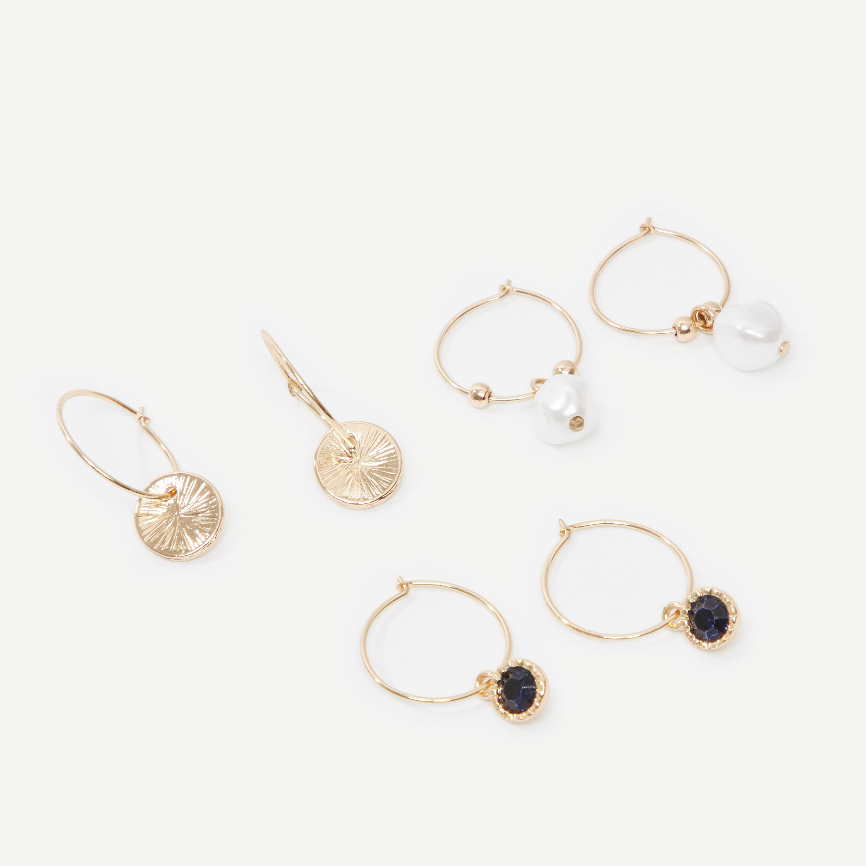 حلقان ميتاليك بخطّاف إغلاق - طقم من 3 أزواج-women-watchesandjewellery-jewellery-earrings-image-1