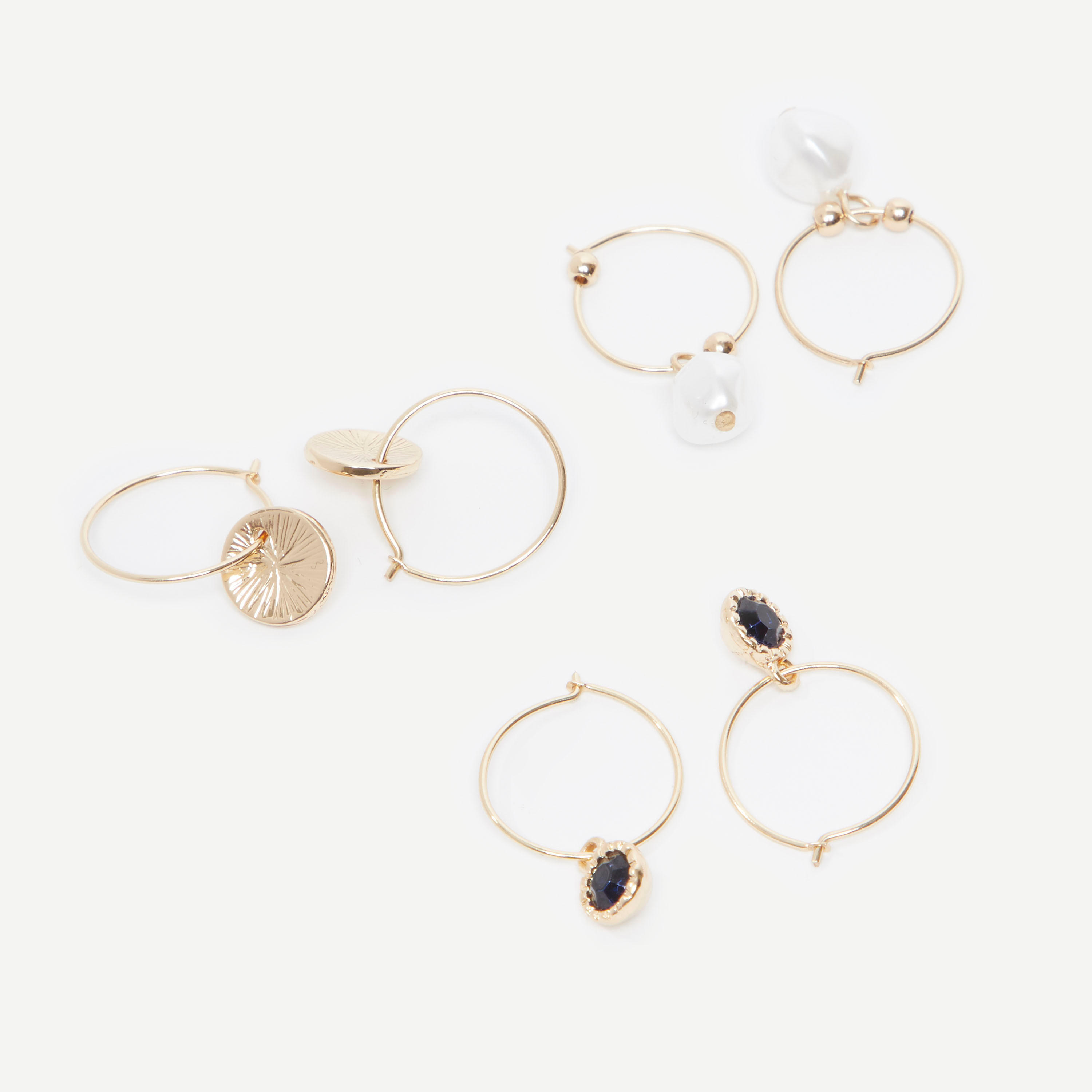 حلقان ميتاليك بخطّاف إغلاق - طقم من 3 أزواج-women-watchesandjewellery-jewellery-earrings-image-3