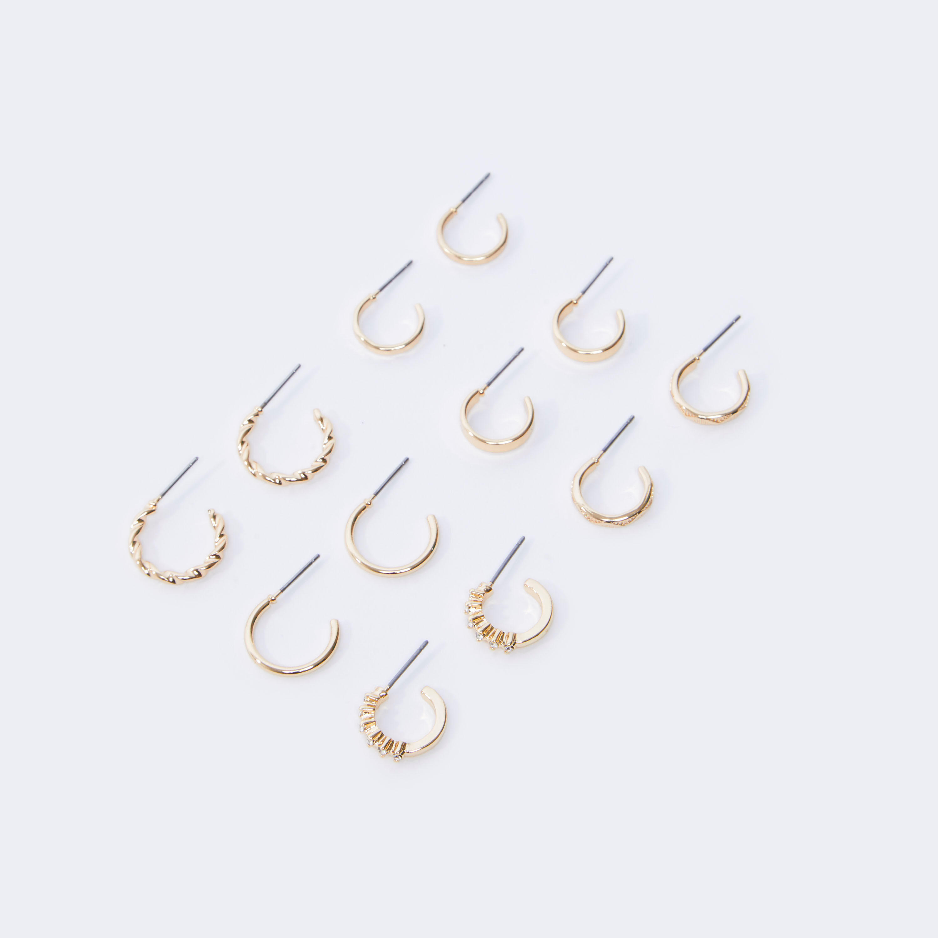 حلقان مزينة بمكبس إغلاق - طقم من 6 أزواج-women-watchesandjewellery-jewellery-earrings-image-1