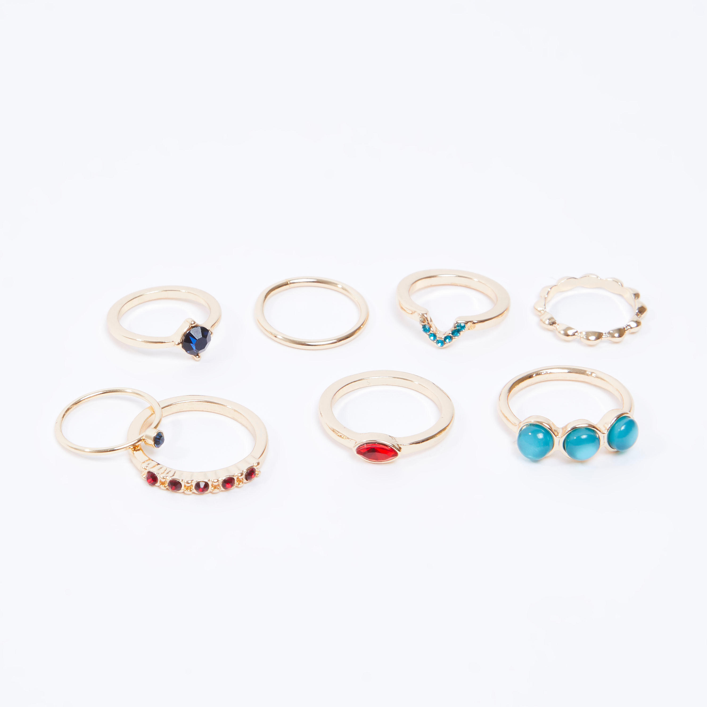 خواتم مزيّنة - طقم من 8 قطع-women-watchesandjewellery-jewellery-rings-image-1