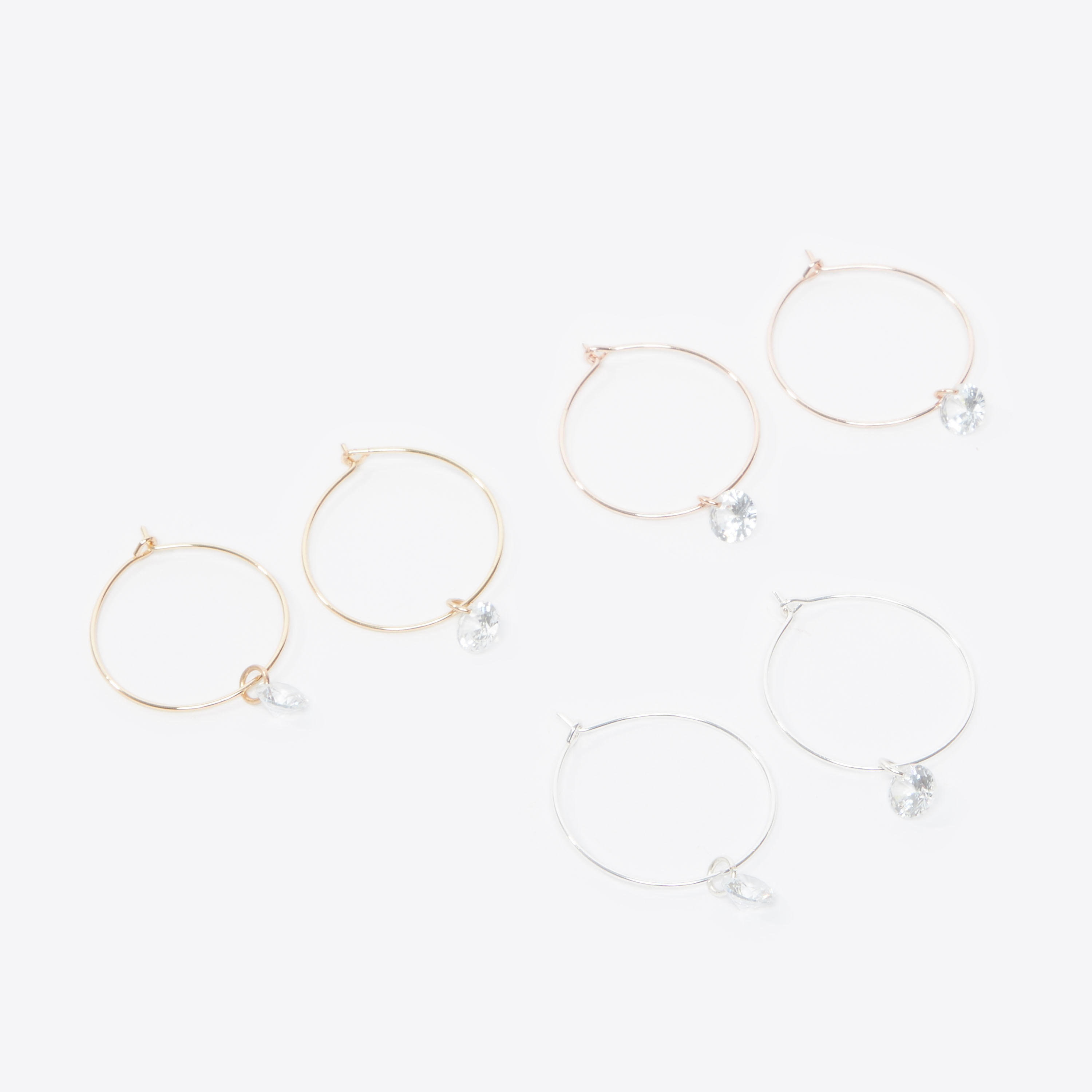 Set of 3 - Plain Dangling Earrings with Hinged Hoop-women-watchesandjewellery-jewellery-earrings-image-1