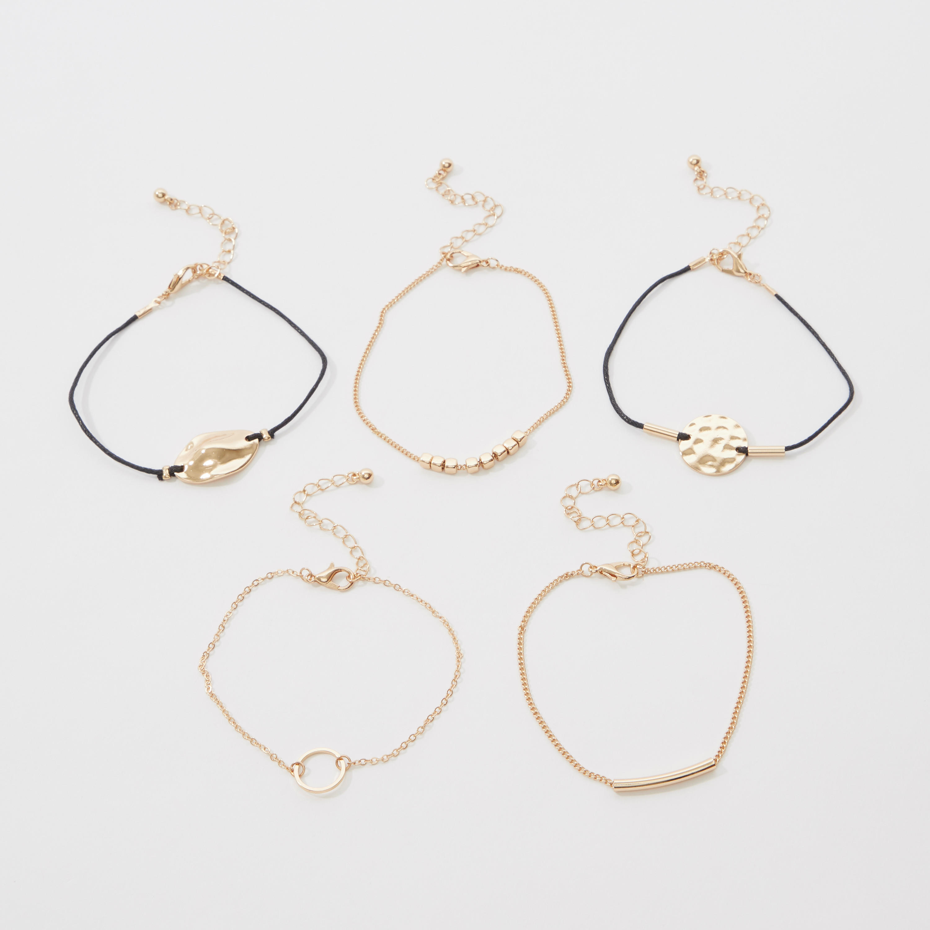 اساور مزينة بمشبك إغلاق - طقم من 5 قطع-women-watchesandjewellery-jewellery-banglesandbracelets-image-1