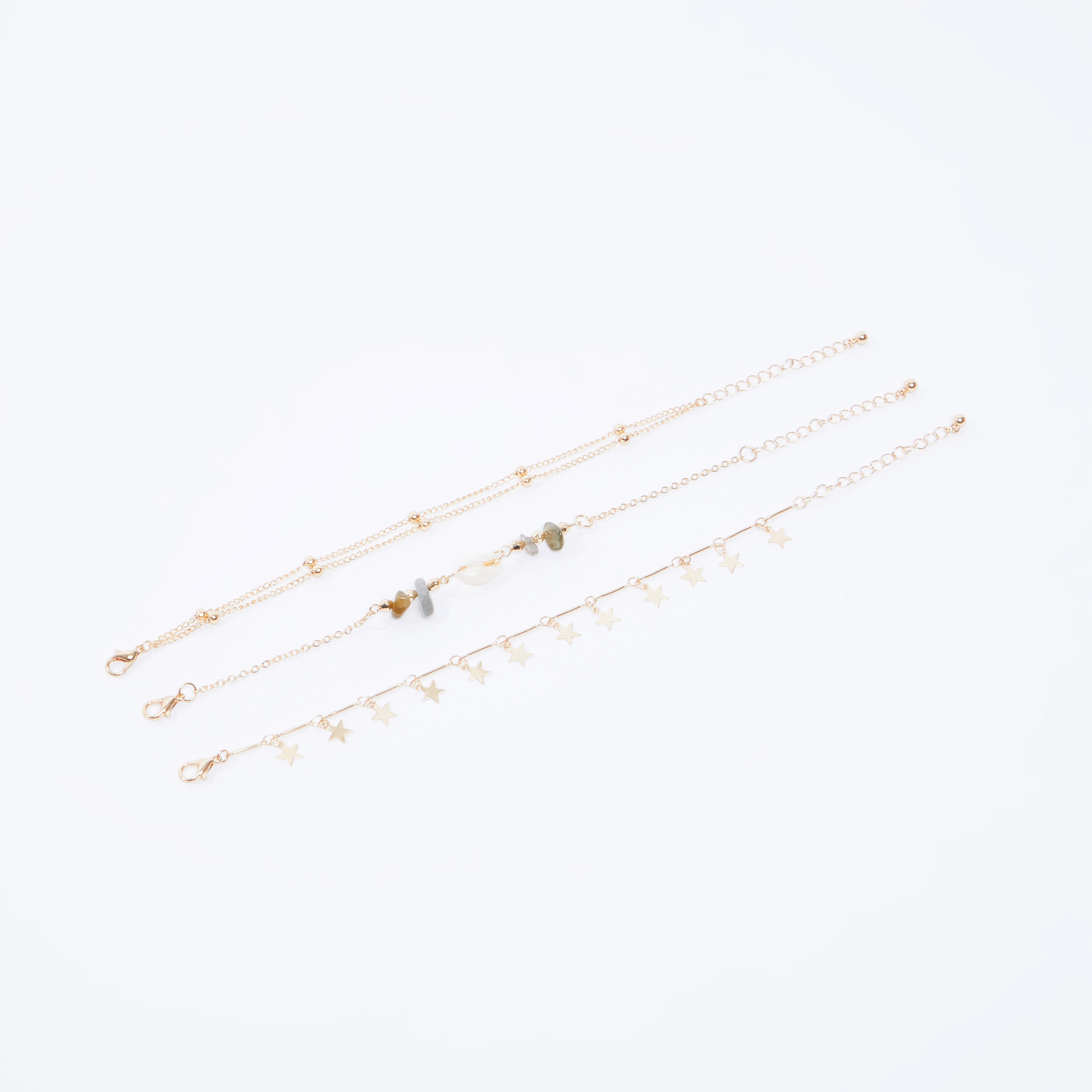 اساور مزينة بمشبك إغلاق - طقم من 3 قطع-women-watchesandjewellery-jewellery-banglesandbracelets-image-1