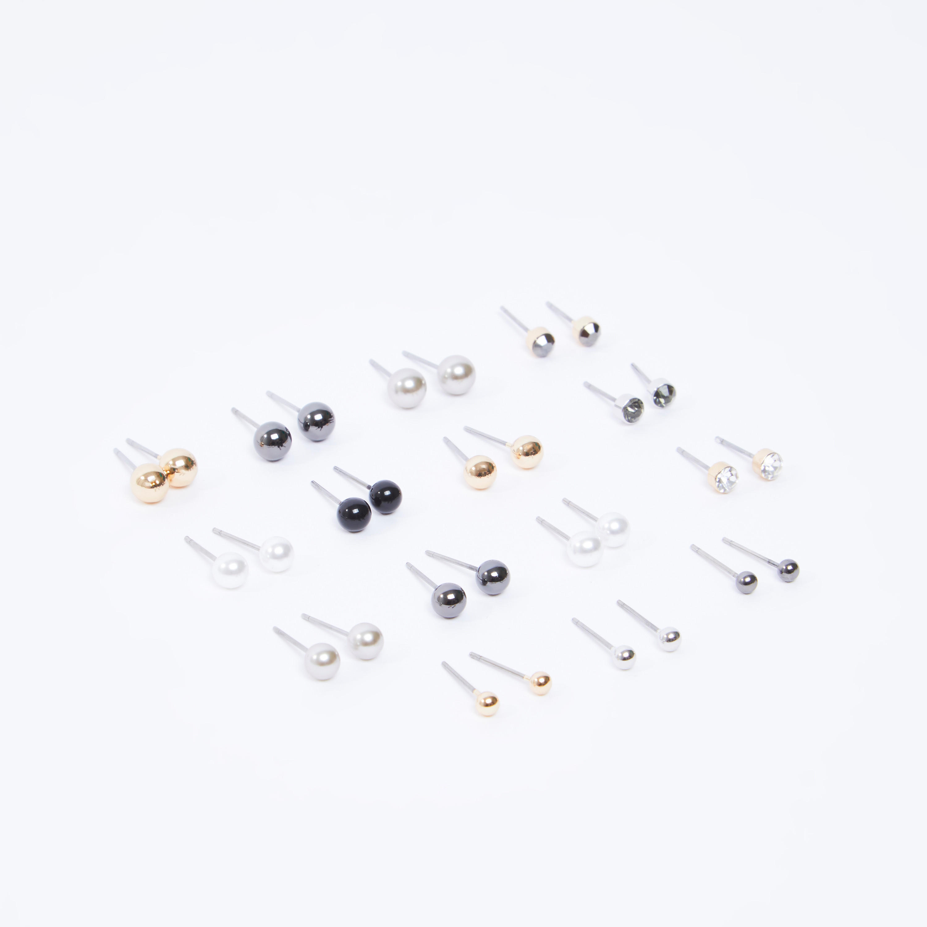 Set of 15 - Assorted Studs with Pushback Closure-women-watchesandjewellery-jewellery-earrings-image-1