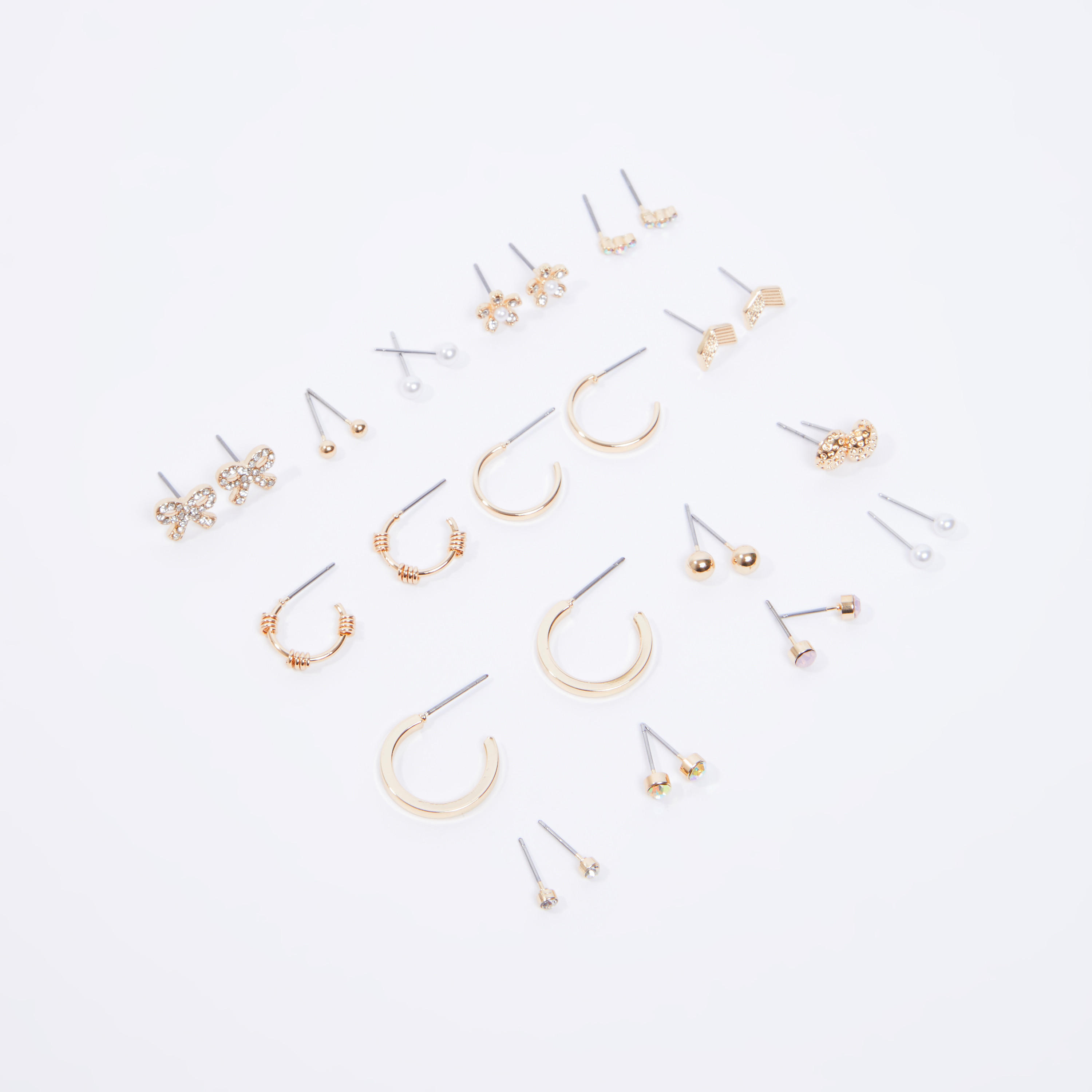 حلقان متنوعة بمكبس إغلاق - طقم من 15 أزواج-women-watchesandjewellery-jewellery-earrings-image-1