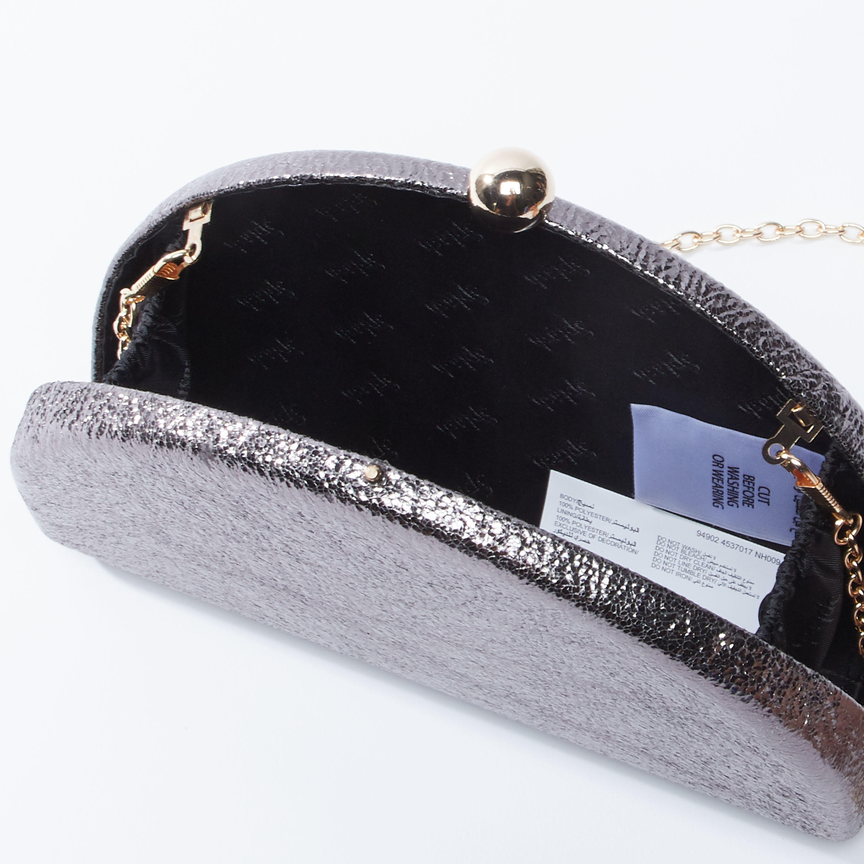 حقيبة كلاتش بارزة الملمس بسلسلة ميتاليك-women-bagsandwallets-handbags-image-1