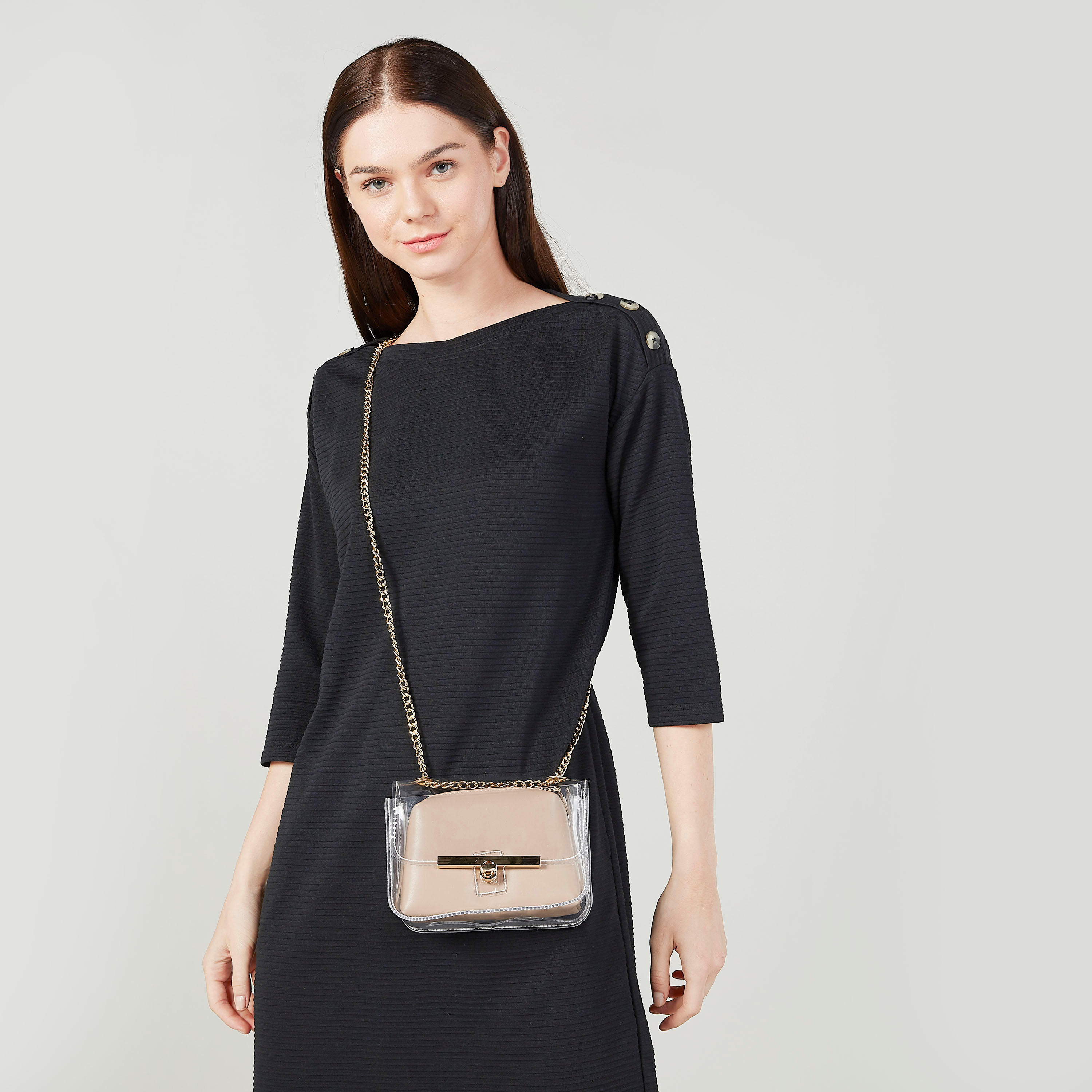حقيبة ساتشيل بارزة الملمس بقفل إغلاق دوّار وسلسلة ميتاليك-women-bagsandwallets-handbags-image-2