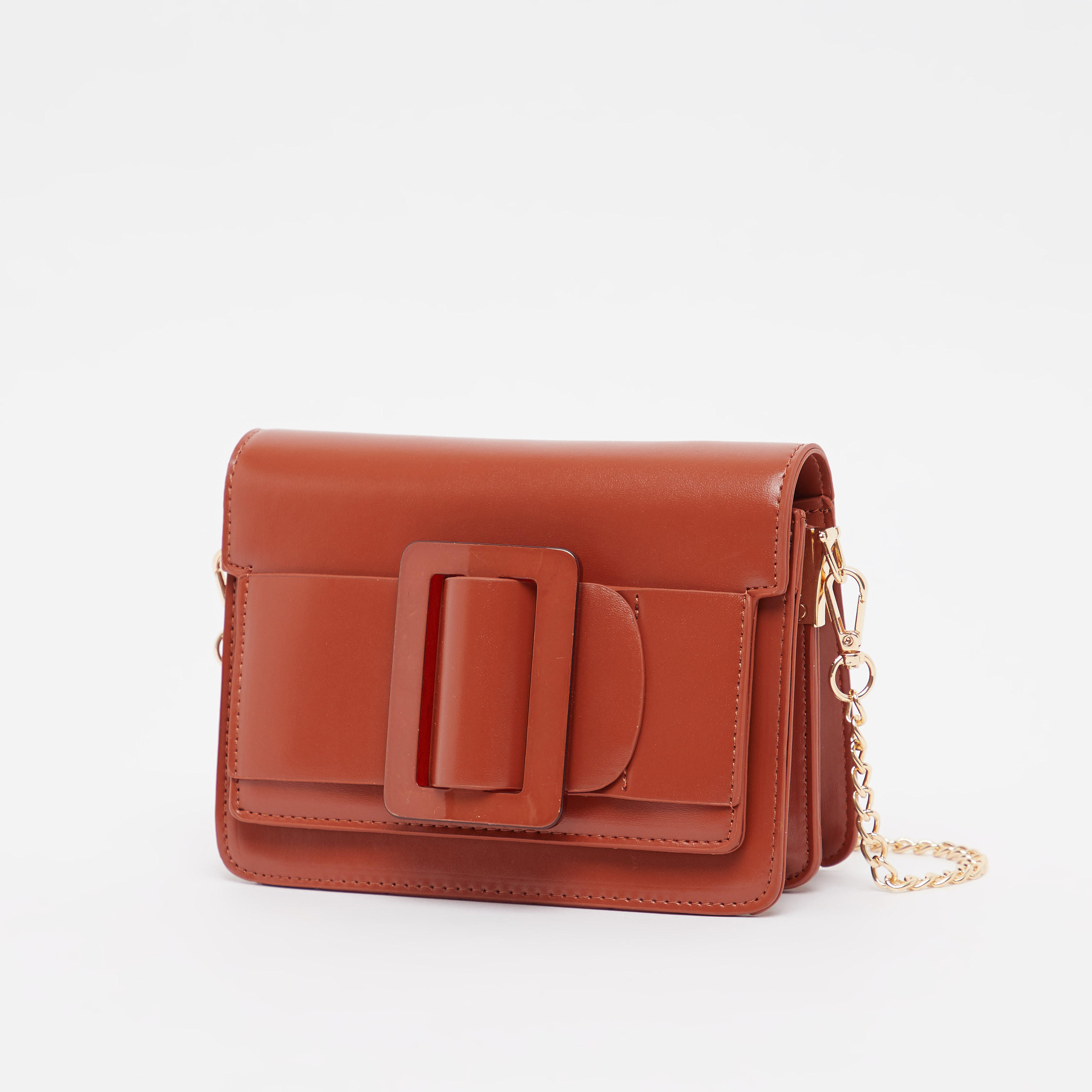 حقيبة كروس بودي سادة بسلسلة ميتاليك وزر إغلاق مغناطيسي-women-bagsandwallets-handbags-image-1