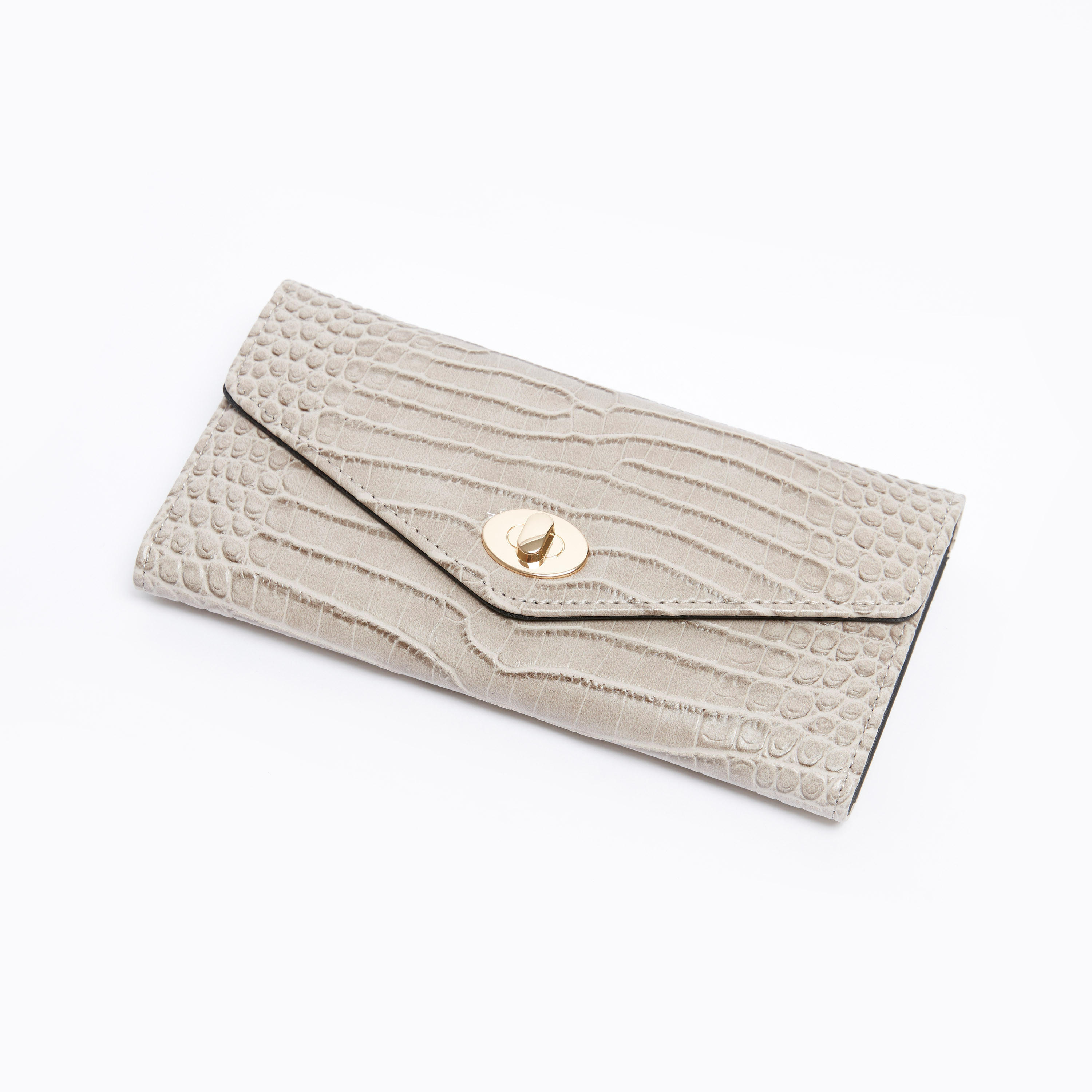 Textured Long Wallet with Flap and Twist Lock-women-bagsandwallets-wallets-image-2