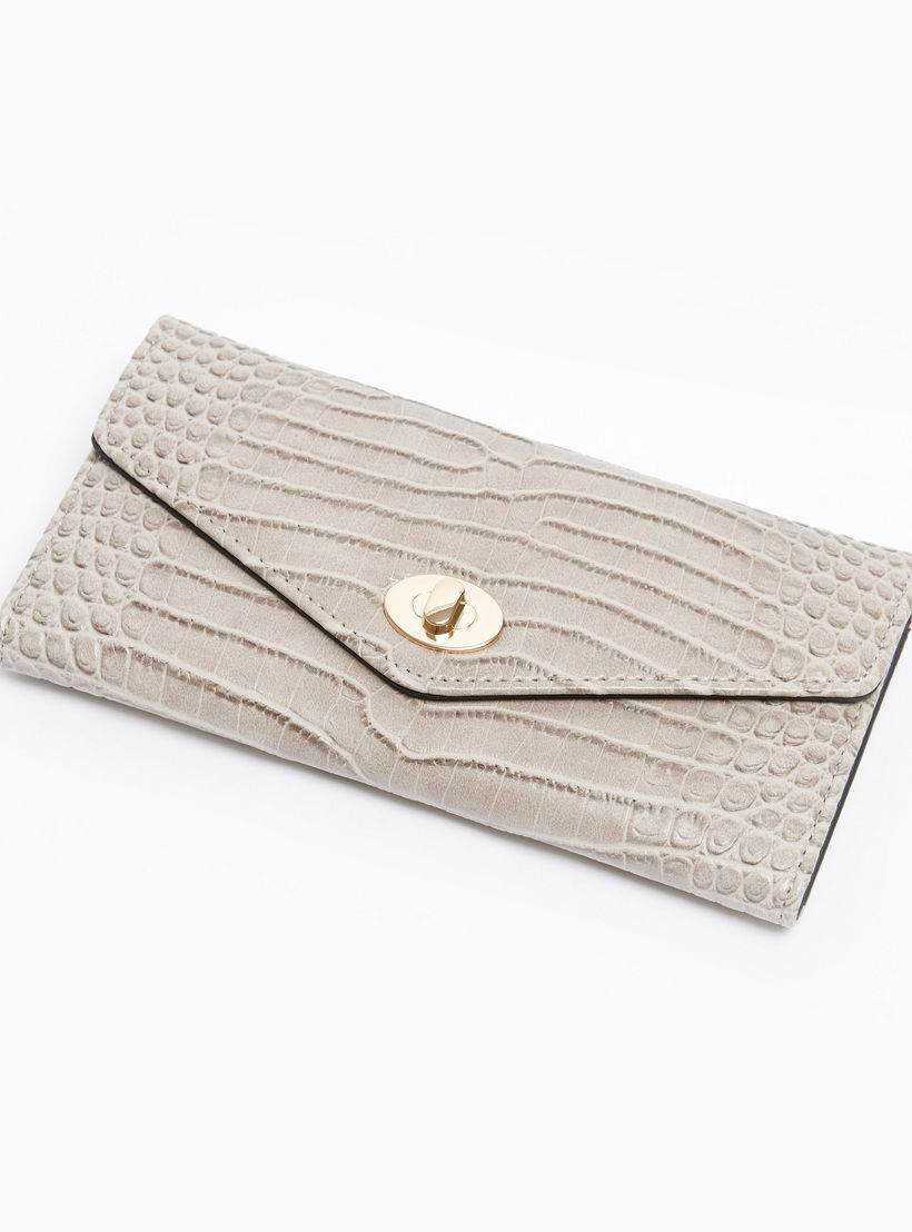 Textured Long Wallet with Flap and Twist Lock-women-bagsandwallets-wallets-image-2