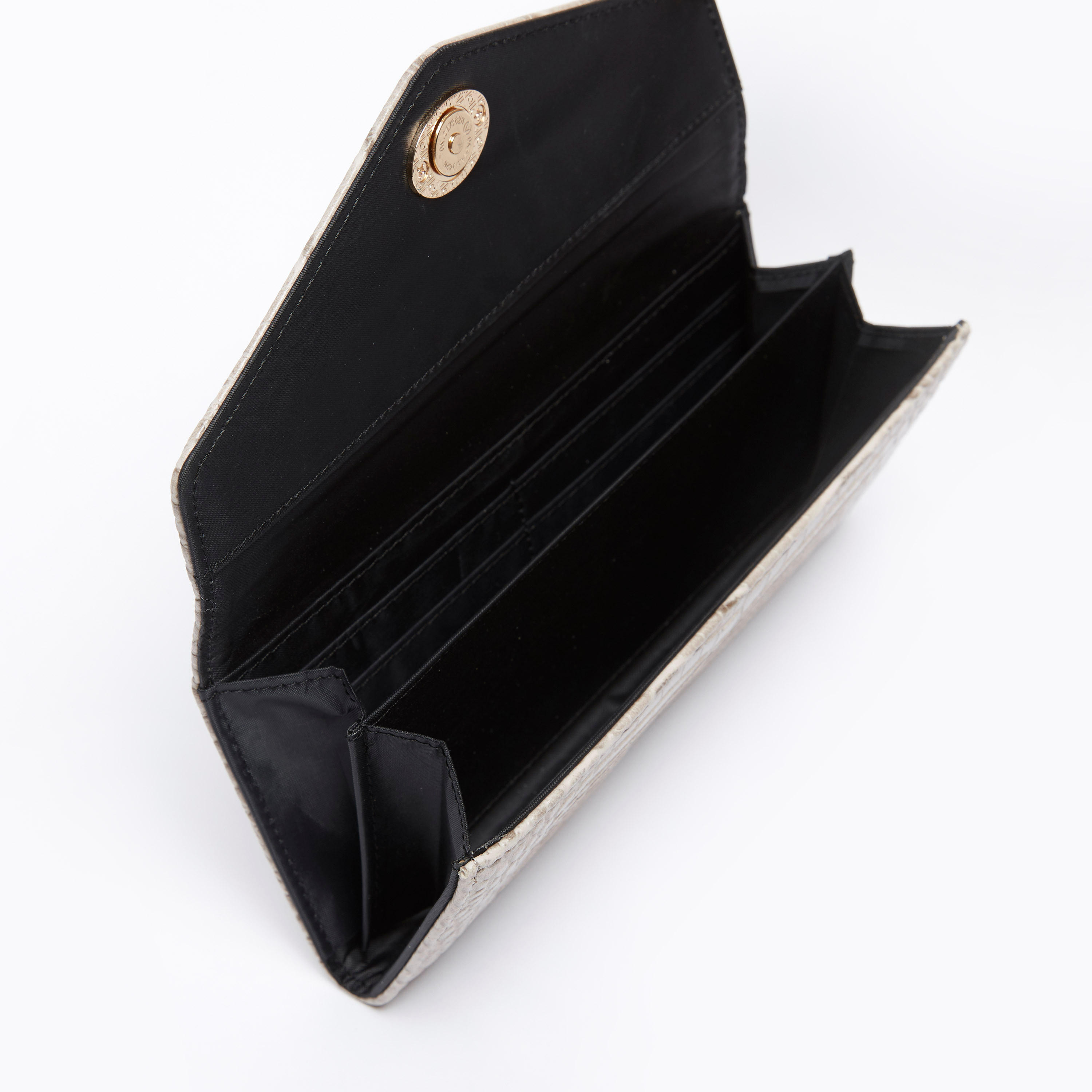 Textured Long Wallet with Flap and Twist Lock-women-bagsandwallets-wallets-image-3