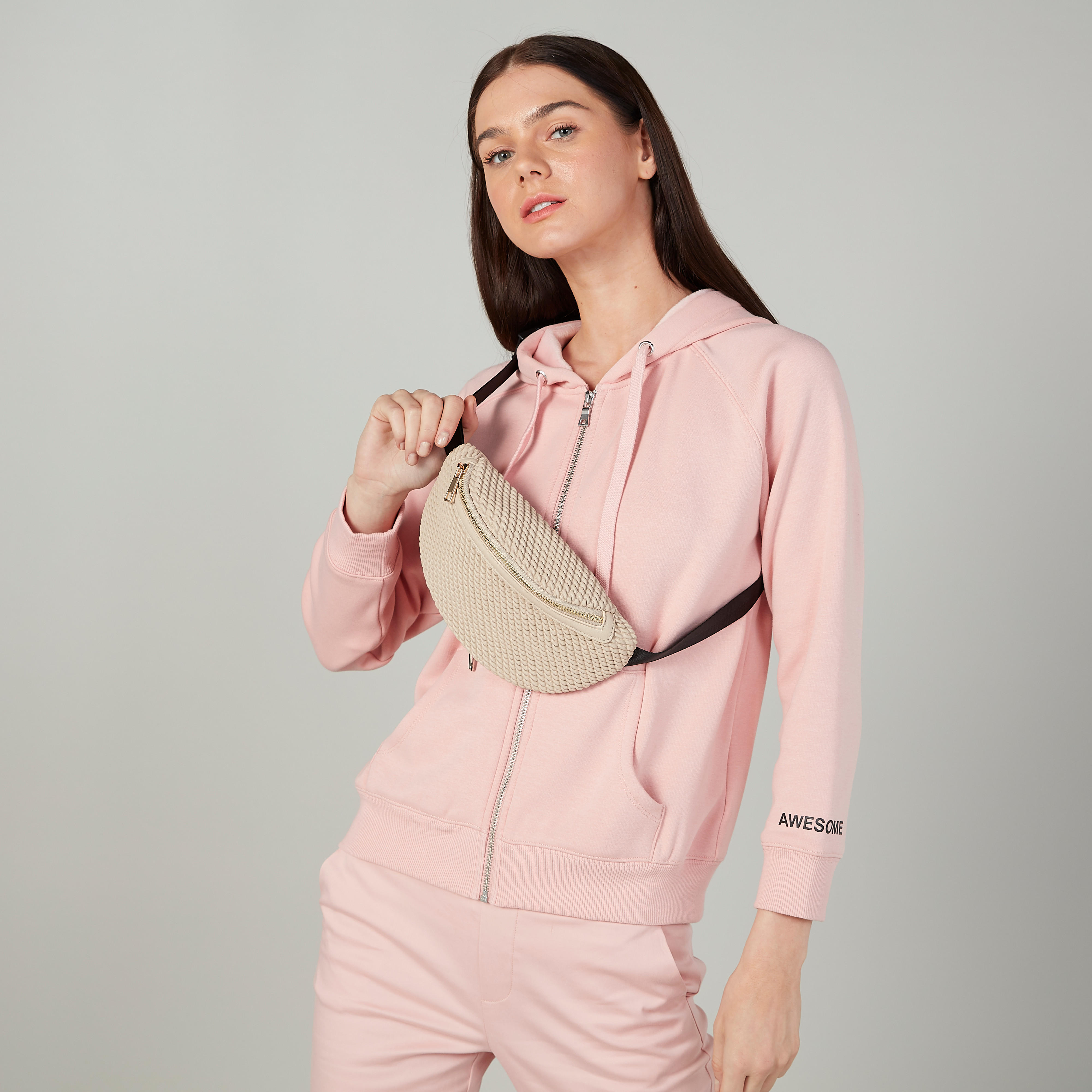 شنطة خصر بارزة الملمس بحزام قابل للتعديل وإبزيم إغلاق-women-bagsandwallets-handbags-image-2