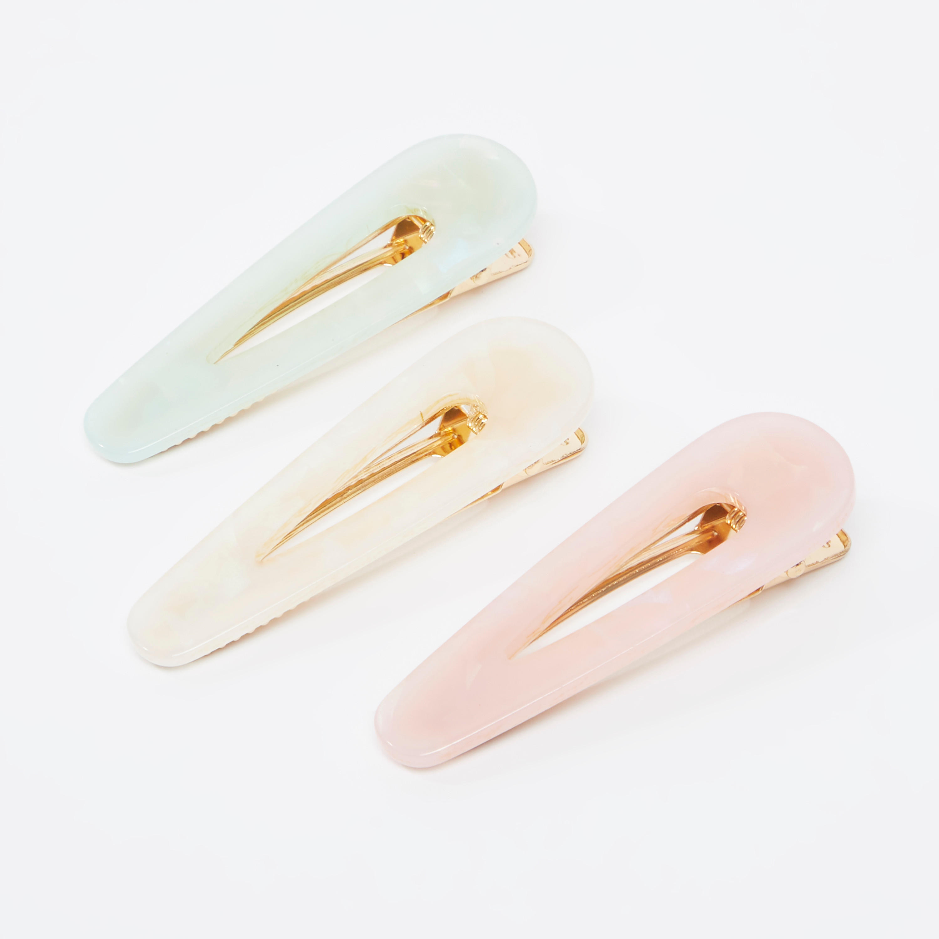 دبابيس شعر متاليك مع قفل تيك تاك - طقم من 3 قطع-women-hairaccessories-image-1