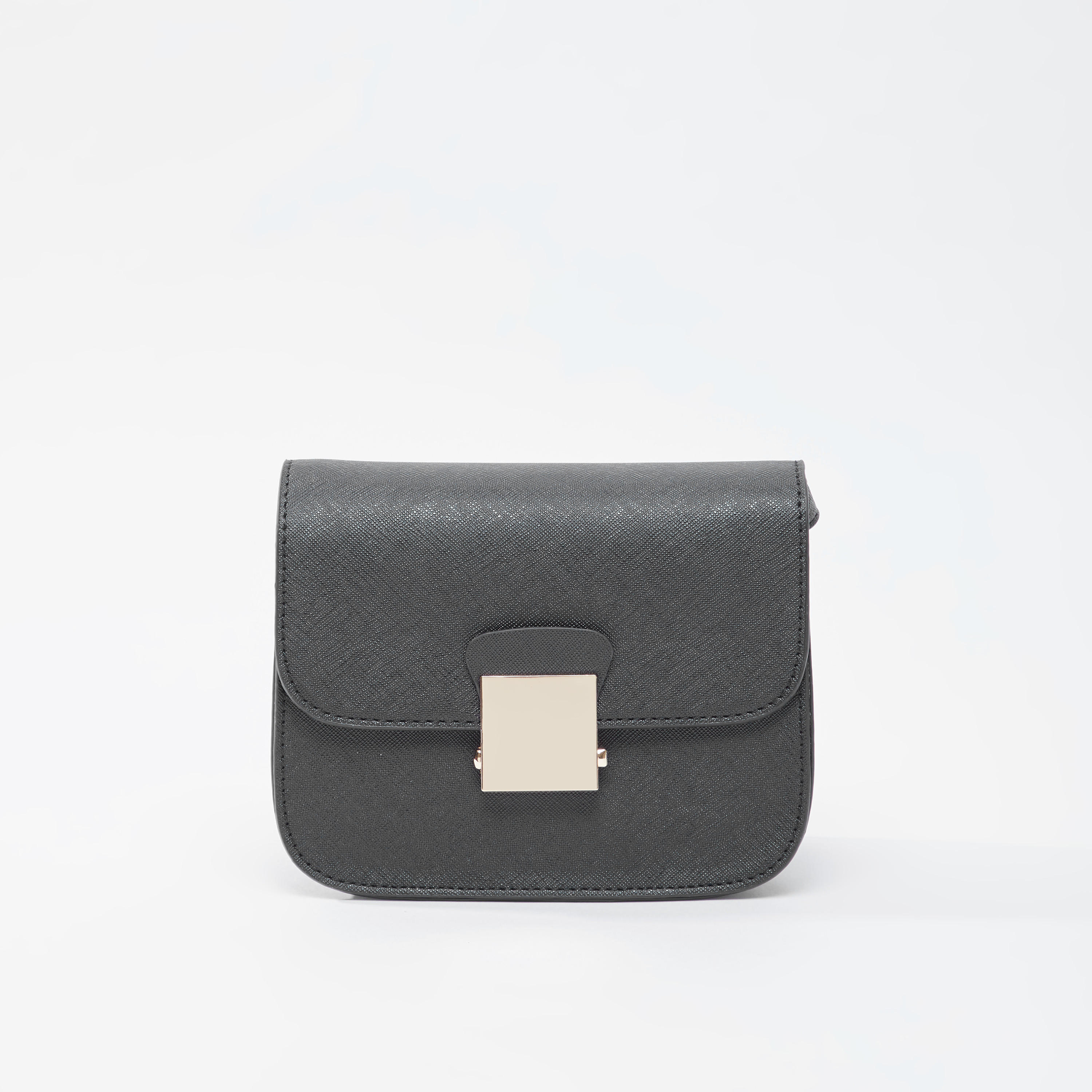 Plain Crossbody Bag with Adjustable Strap and Flap-women-bagsandwallets-handbags-image-1