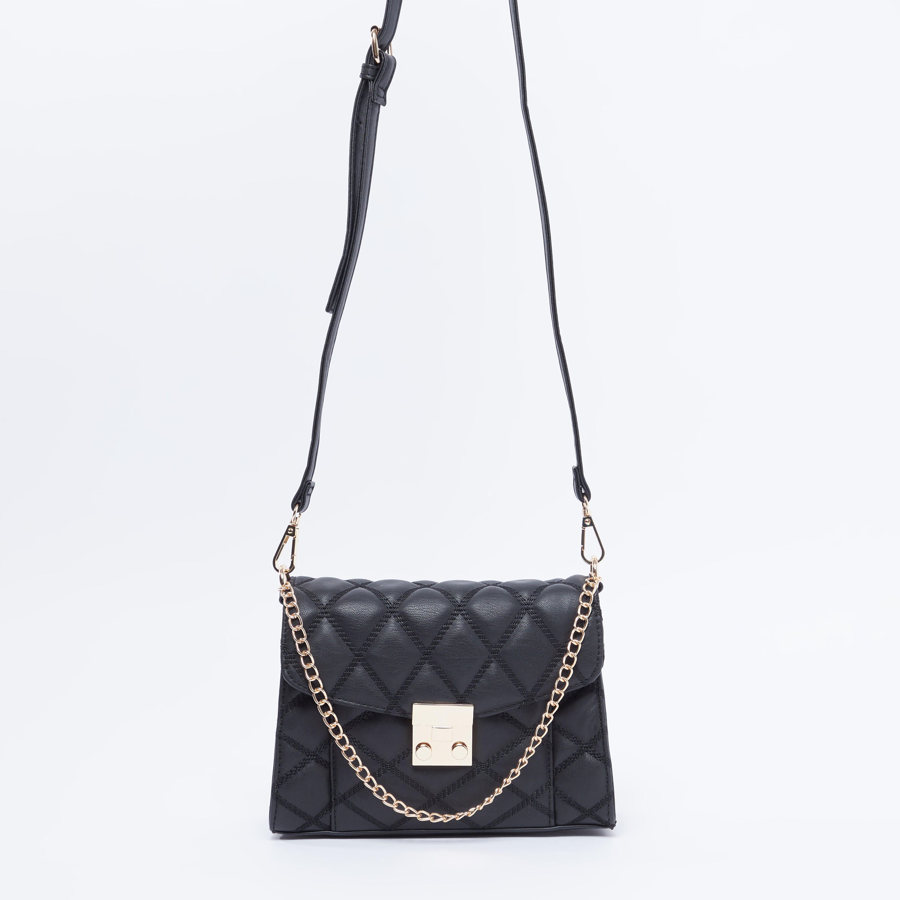 Quilted Satchel Bag with Adjustable Strap and Flap-women-bagsandwallets-handbags-image-11