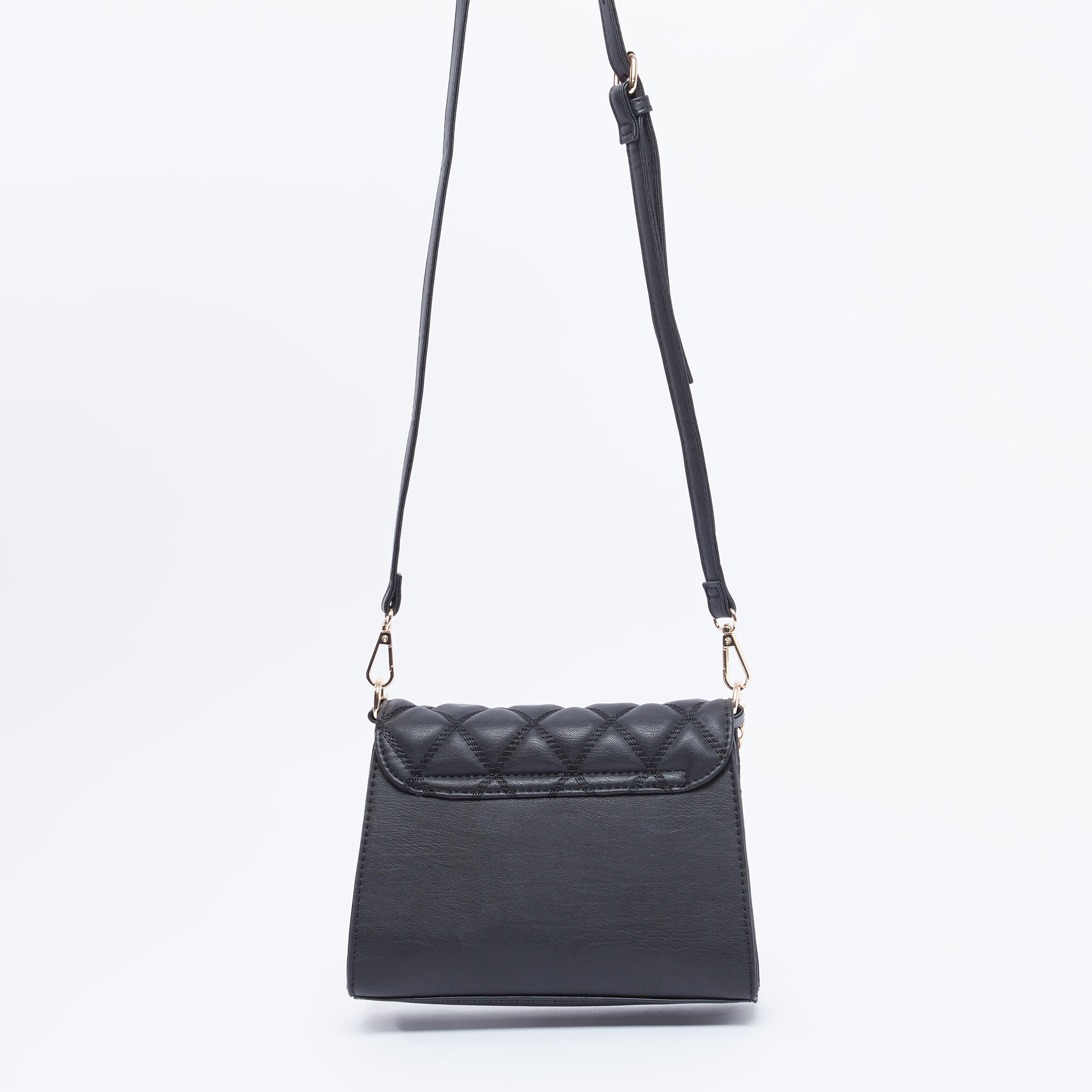 Quilted Satchel Bag with Adjustable Strap and Flap-women-bagsandwallets-handbags-image-13