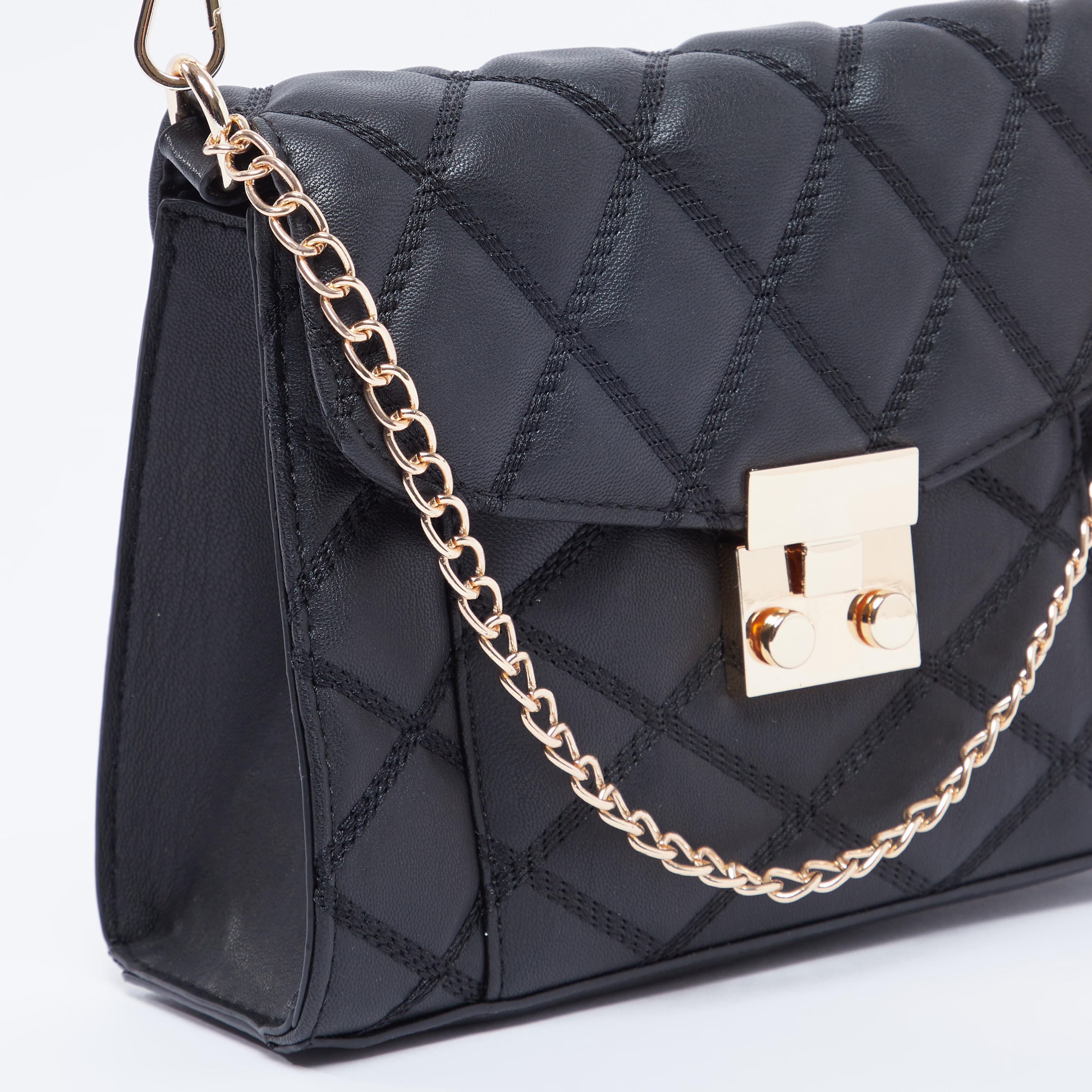 Quilted Satchel Bag with Adjustable Strap and Flap-women-bagsandwallets-handbags-image-14