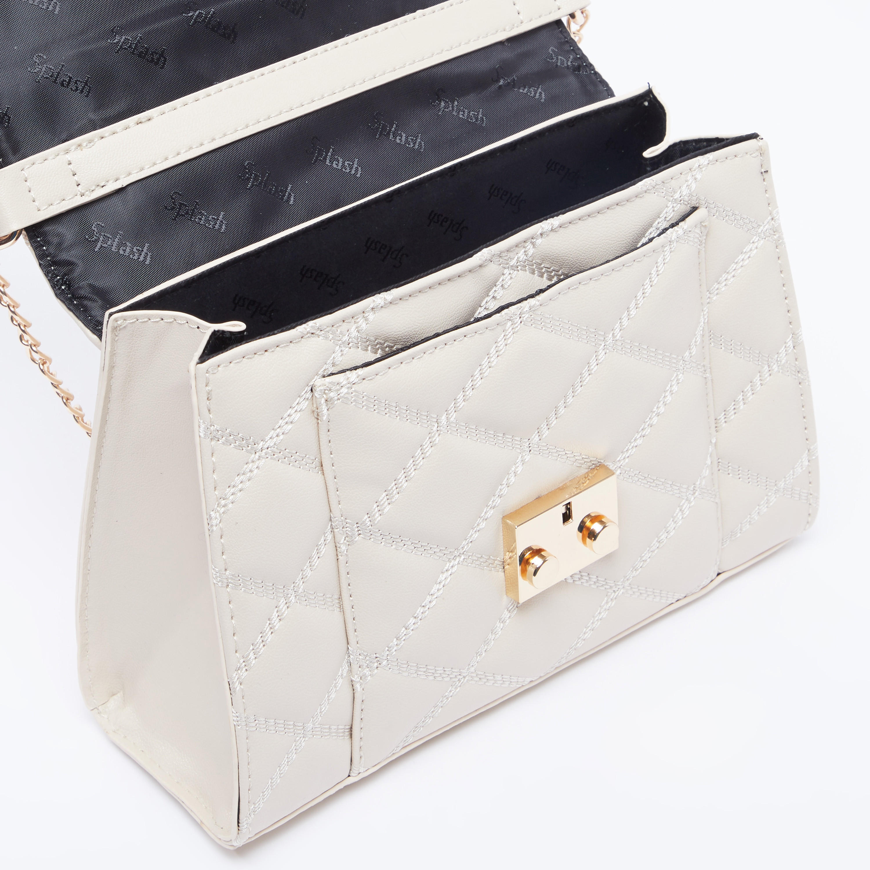 Quilted Satchel Bag with Adjustable Strap and Flap-women-bagsandwallets-handbags-image-5