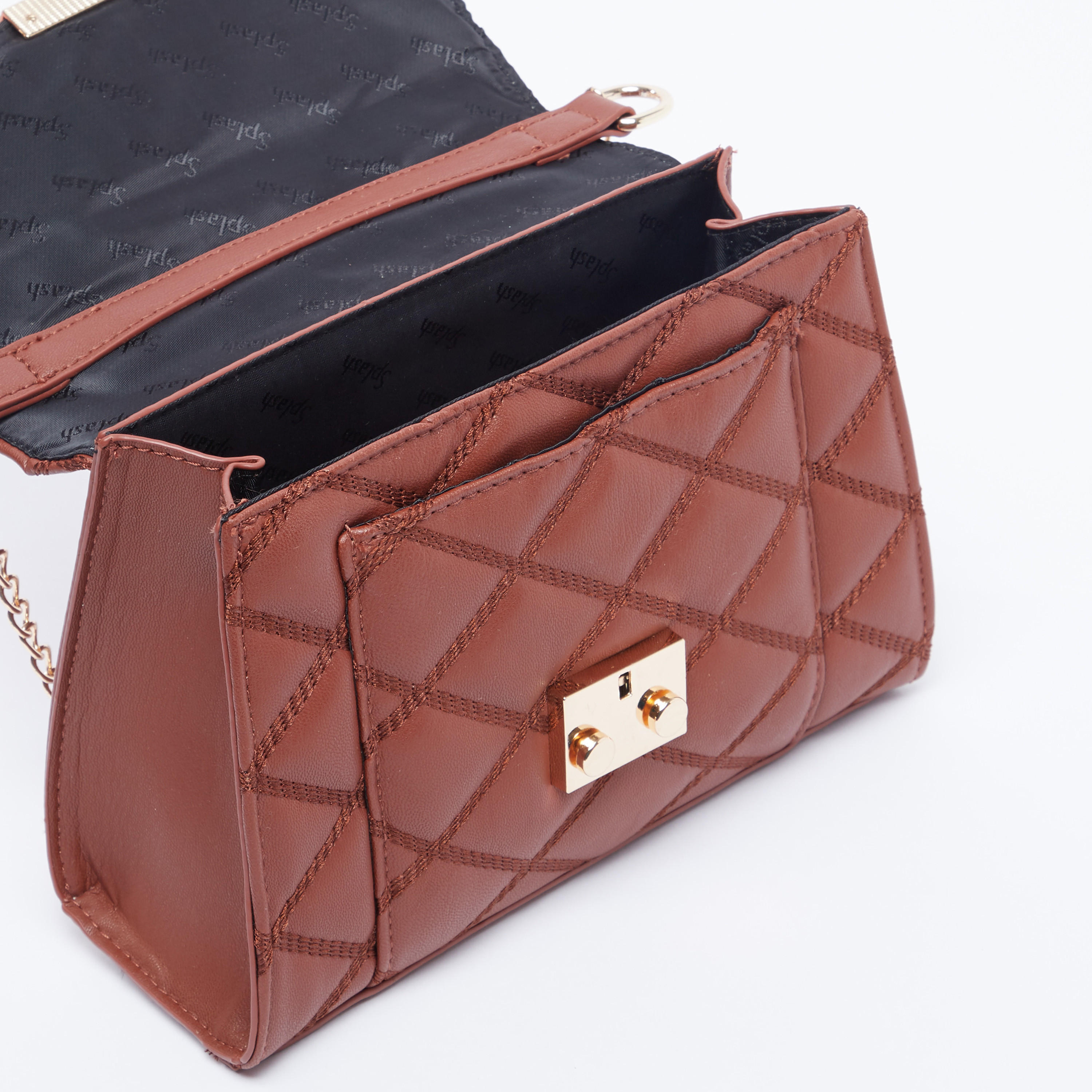 Quilted Satchel Bag with Adjustable Strap and Flap-women-bagsandwallets-handbags-image-10