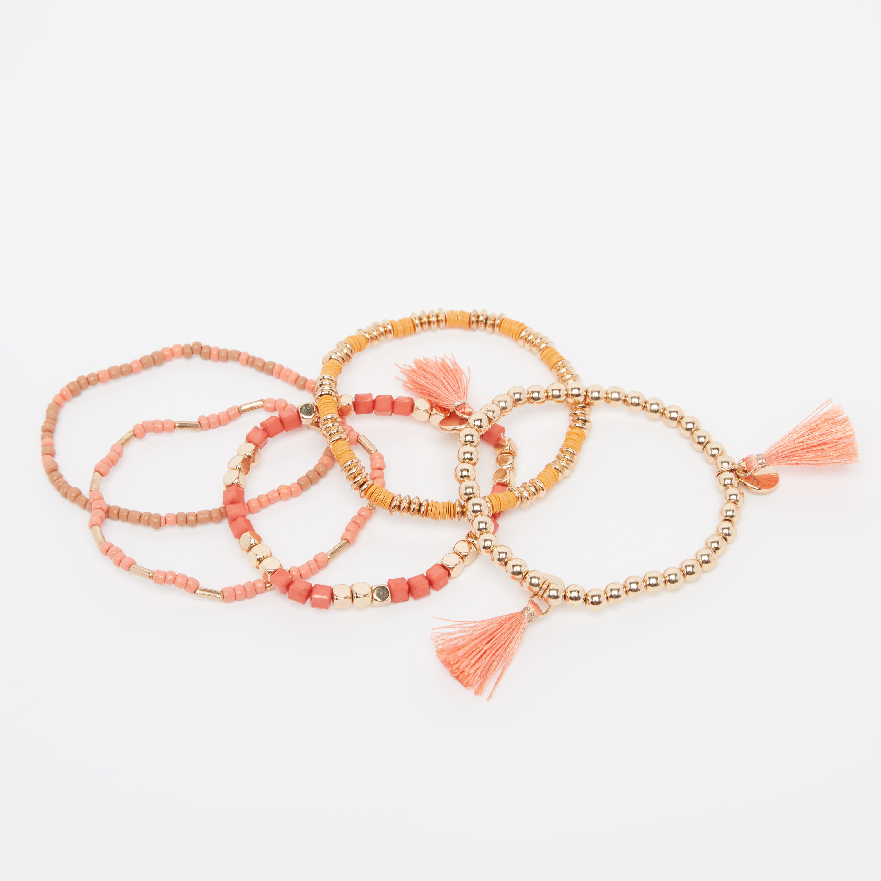 أساور مزينة بالخرز - طقم من 5 قطع-women-watchesandjewellery-jewellery-banglesandbracelets-image-1