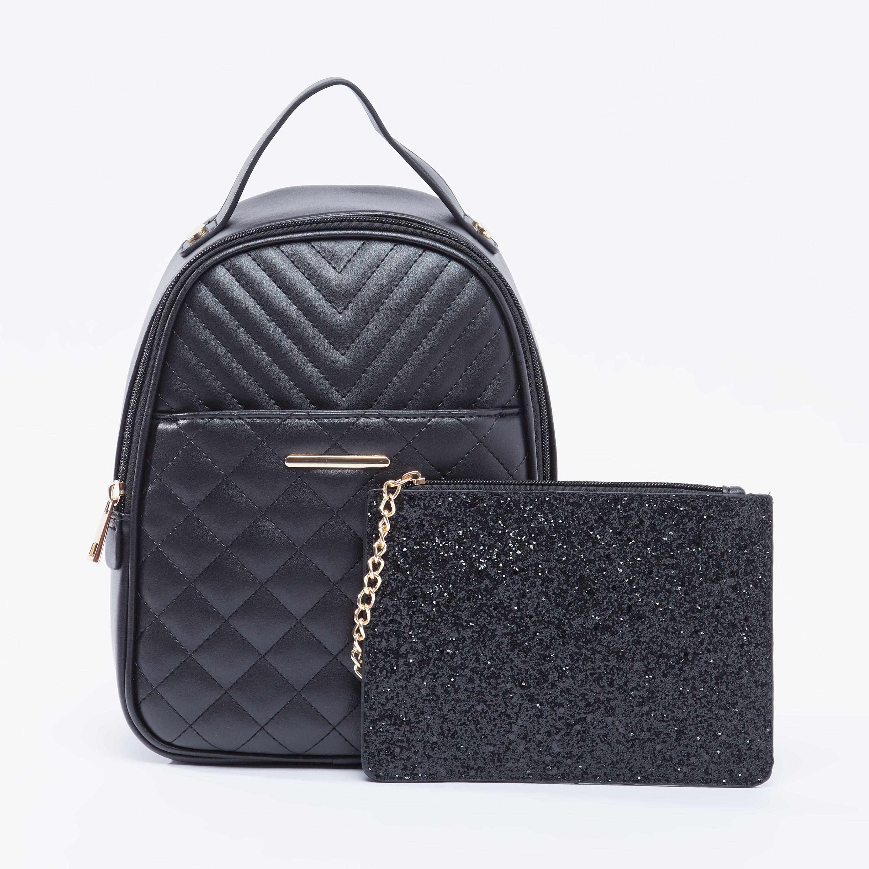 Quilted Backpack with Adjustable Shoulder Straps and Top Handle-women-bagsandwallets-handbags-image-1