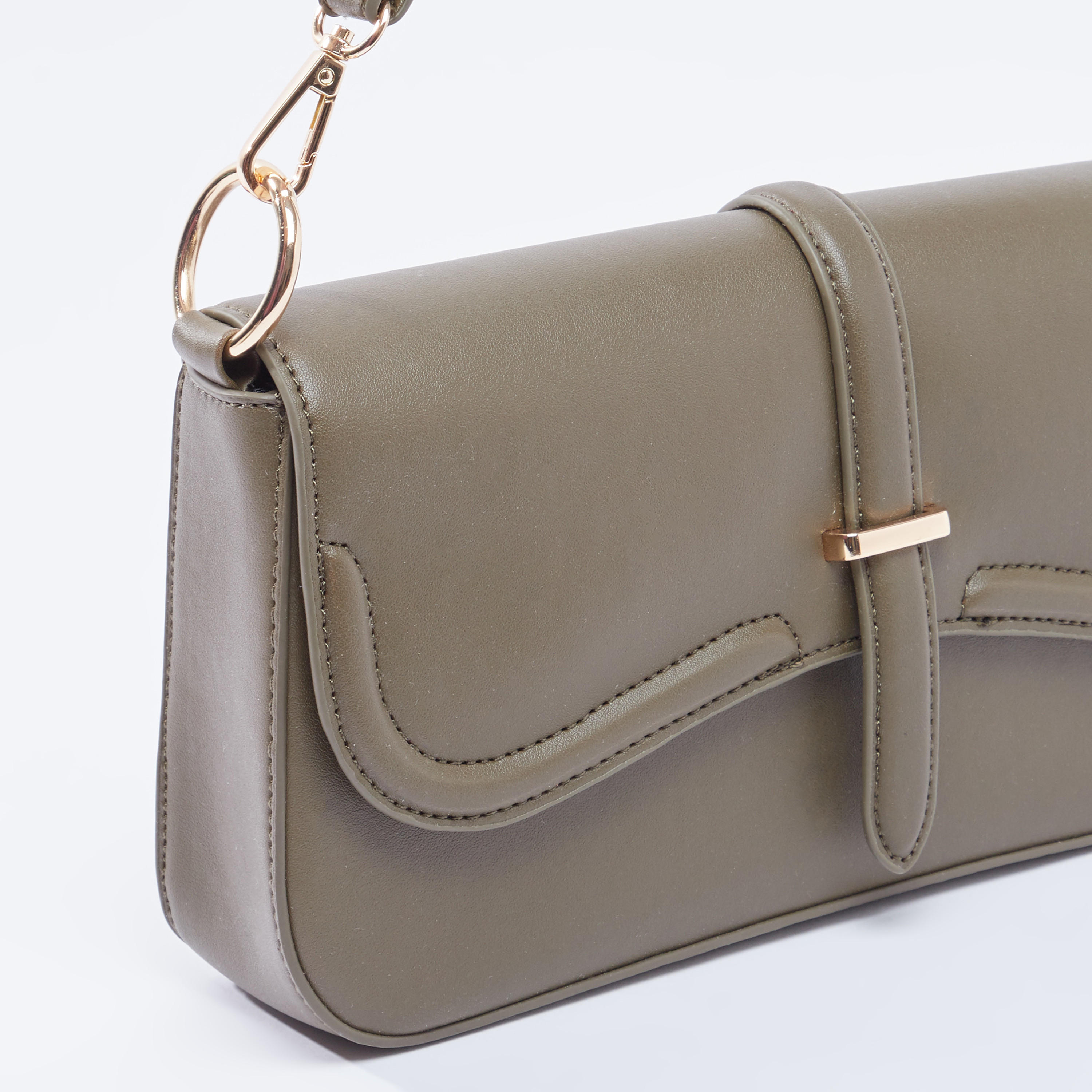 Plain Shoulder Bag with Adjustable Strap and Magnetic Snap Closure-women-bagsandwallets-handbags-image-3