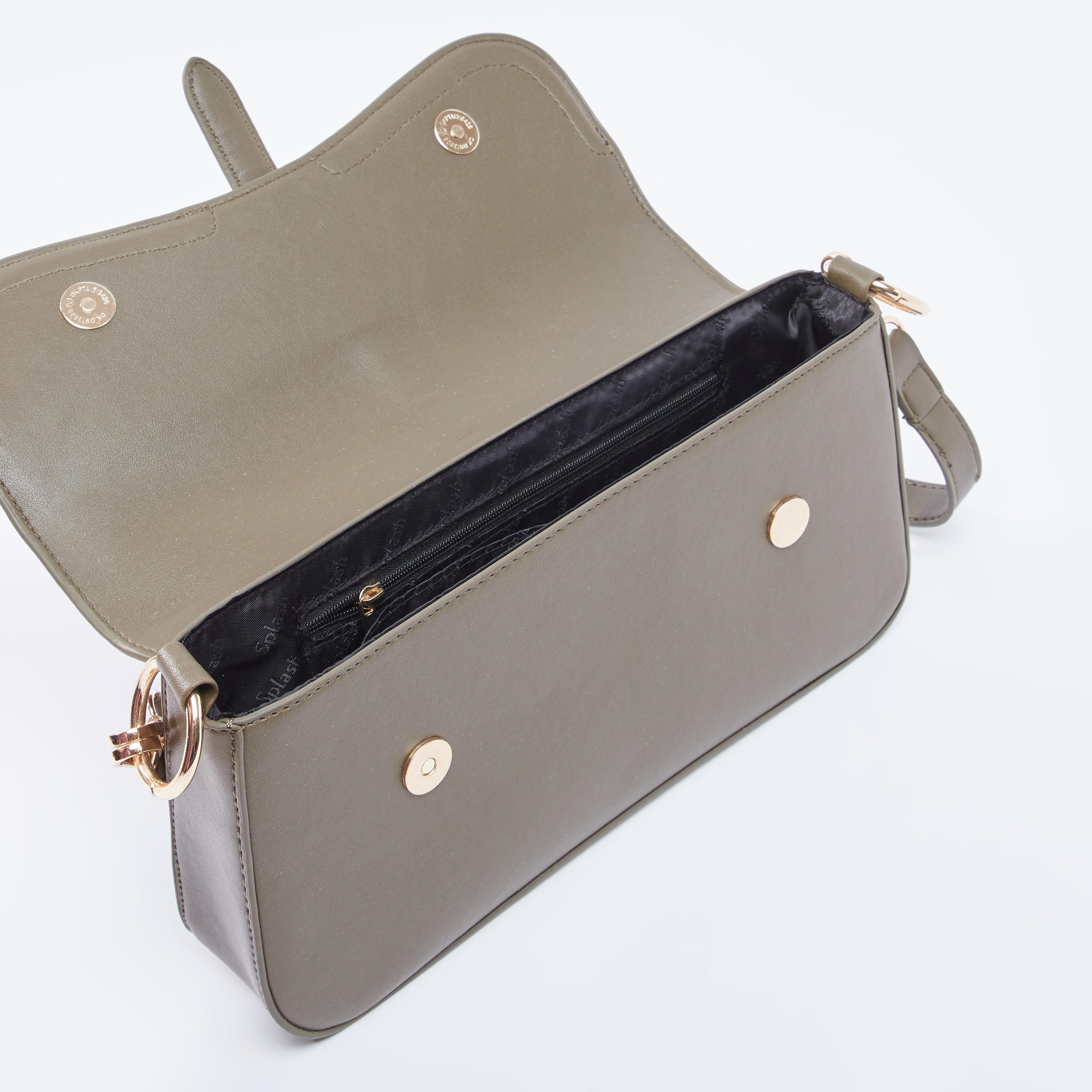 Plain Shoulder Bag with Adjustable Strap and Magnetic Snap Closure-women-bagsandwallets-handbags-image-5