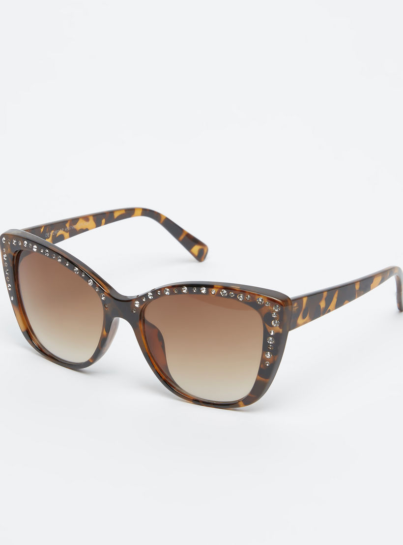 Full Rim Printed Wayfarer Sunglasses with Nose Pads and Stud Detail-women-sunglasses-image-1