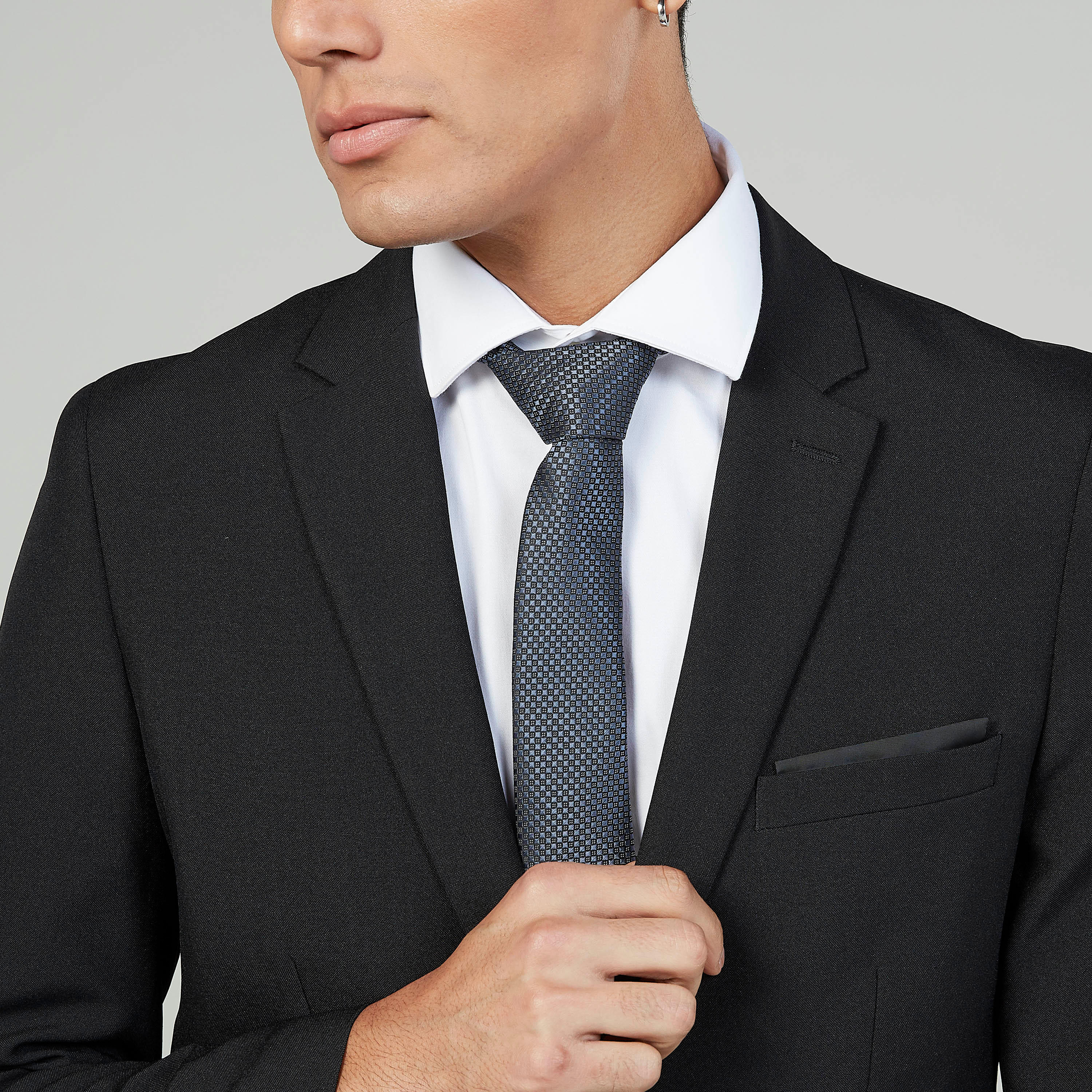 Chequered Regular Necktie with Keeper Loop-men-tiesandcufflinks-pocketsquares-image-2