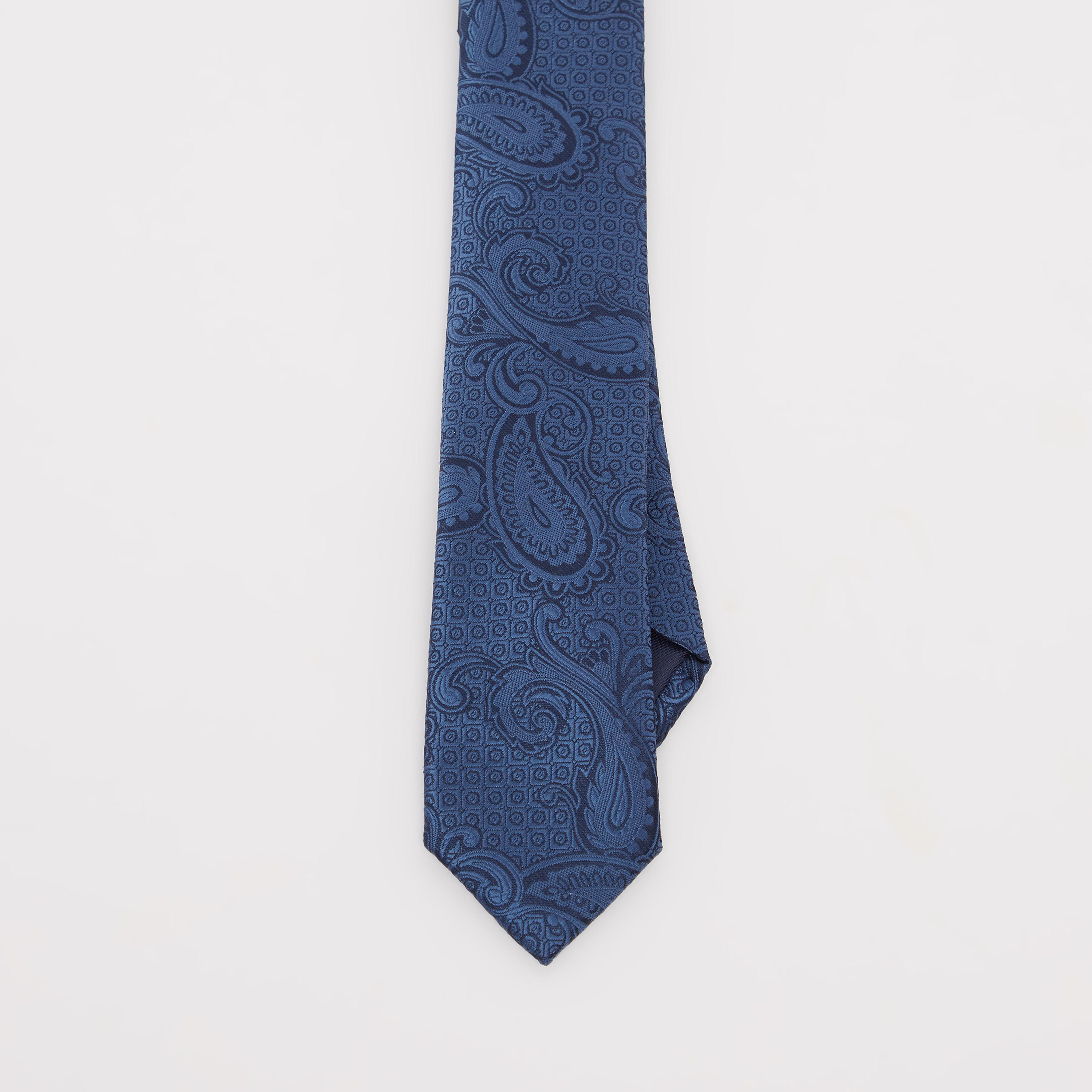 ربطة عنق عادية بارزة الملمس بمشبك تثبيت-men-tiesandcufflinks-pocketsquares-image-1