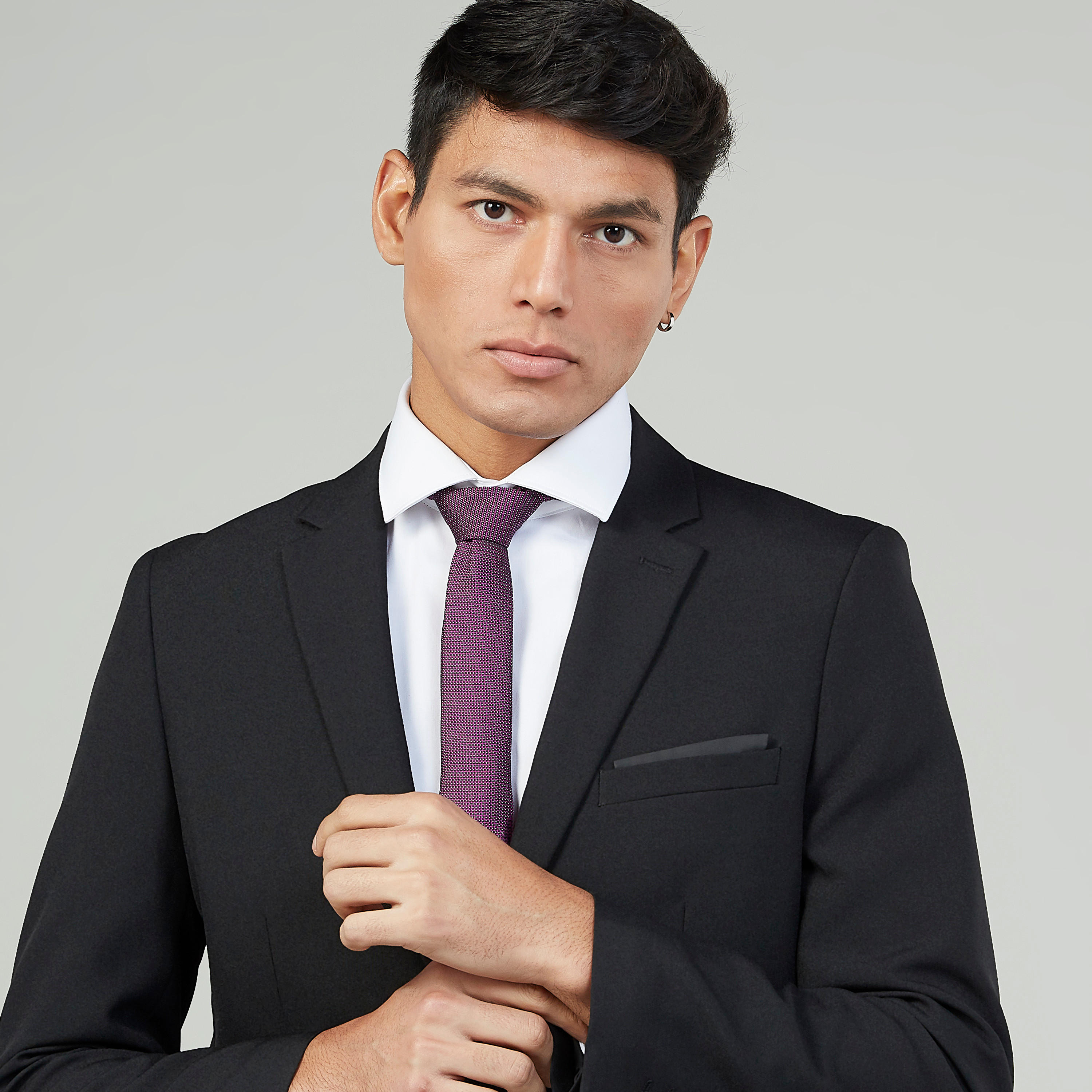 Textured Regular Necktie with Keeper Loop-men-tiesandcufflinks-pocketsquares-image-2