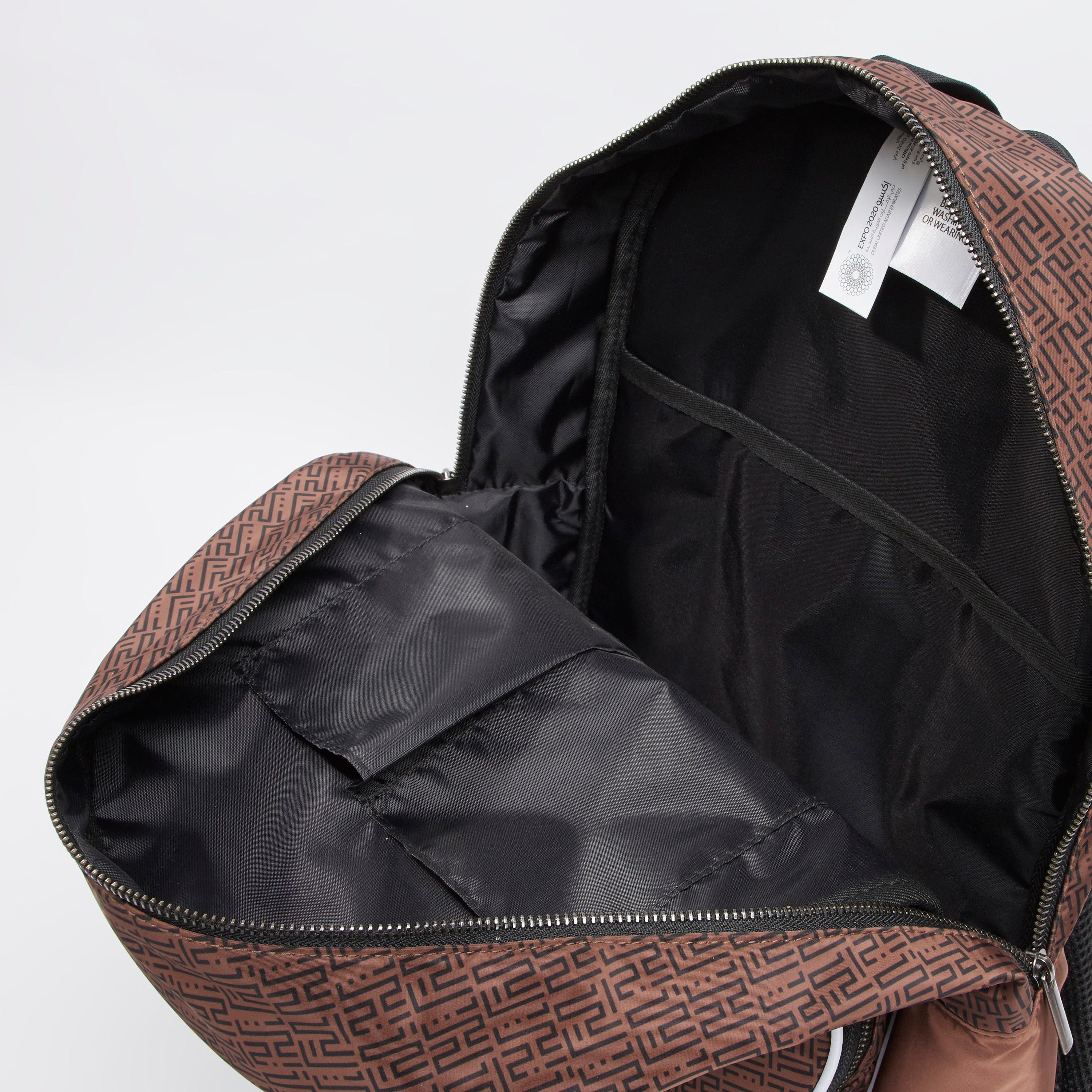 Printed Backpack with Adjustable Straps and Zip Closure-men-bags-image-5