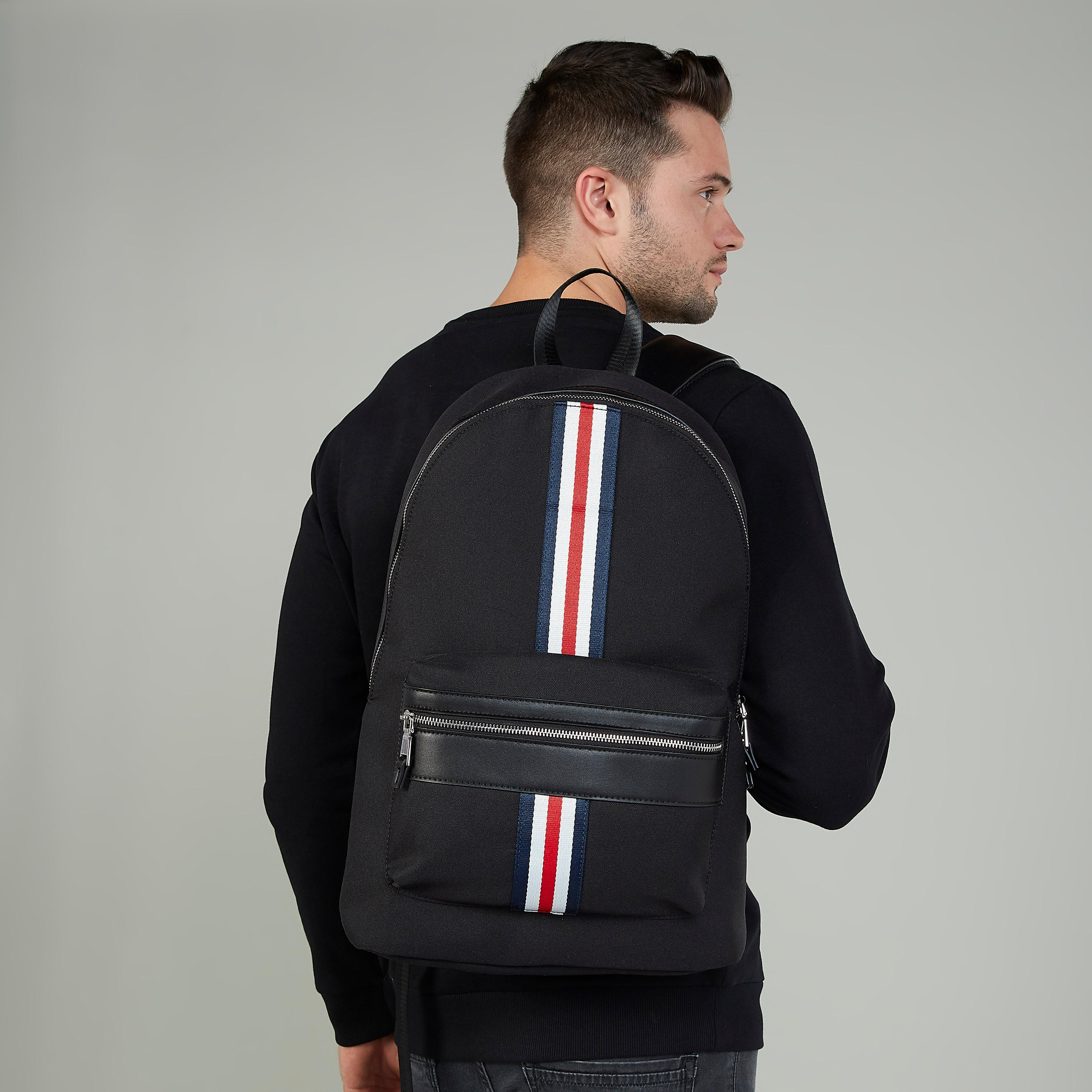 Textured Backpack with Adjustable Shoulder Straps-men-bags-image-2