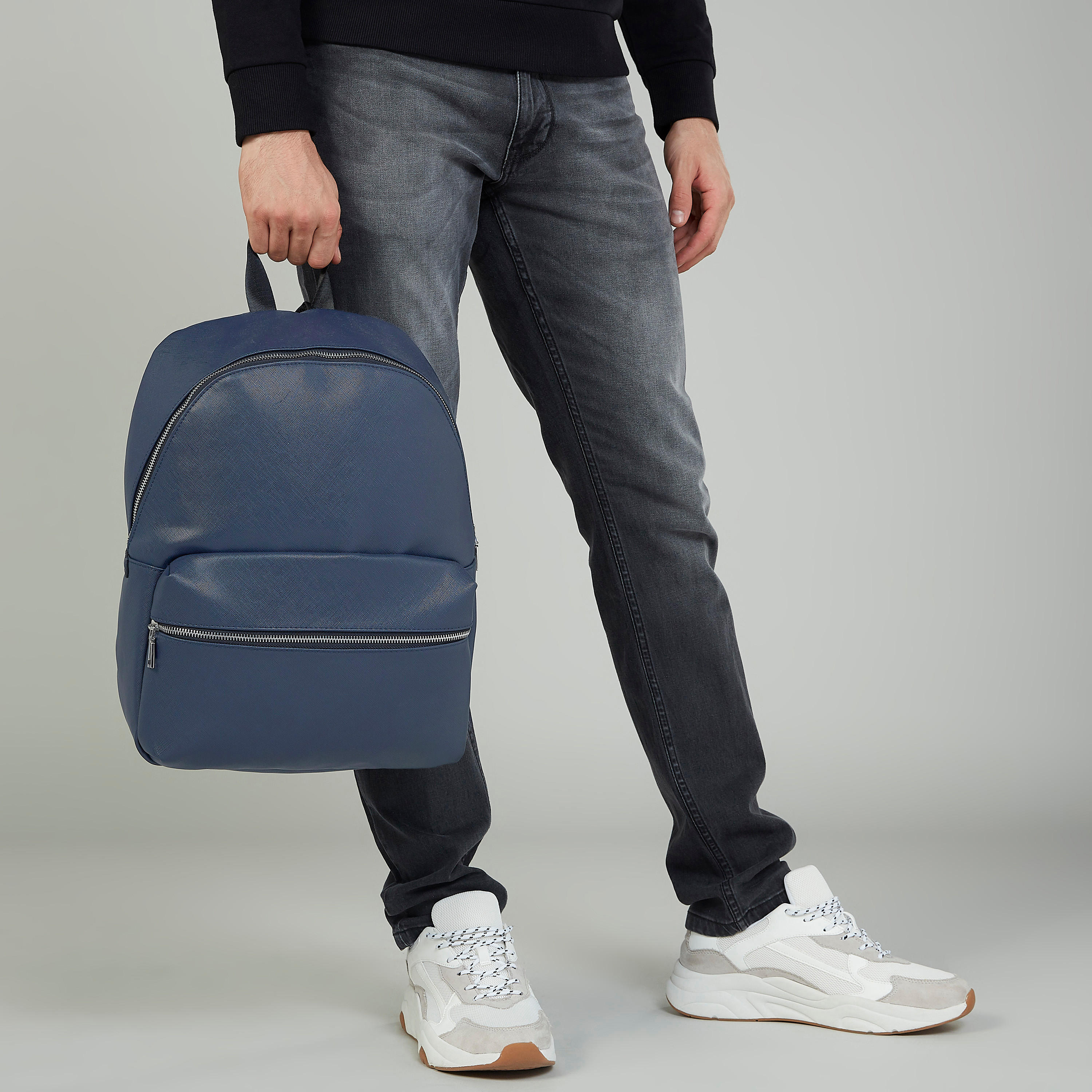 Textured Backpack with Adjustable Shoulder Straps-men-bags-image-2