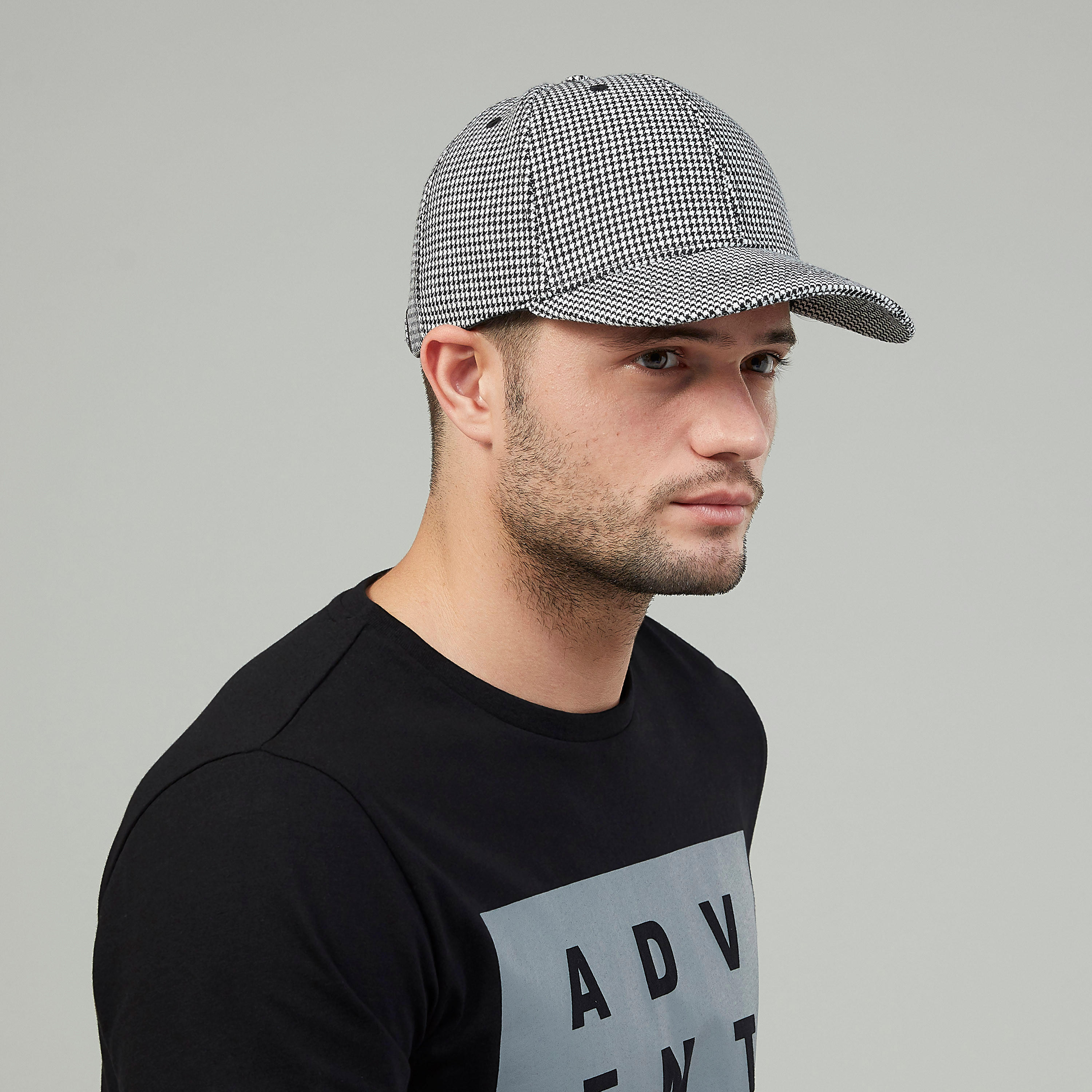 Chequered Cap with Plate Buckle Closure-men-caps-image-2