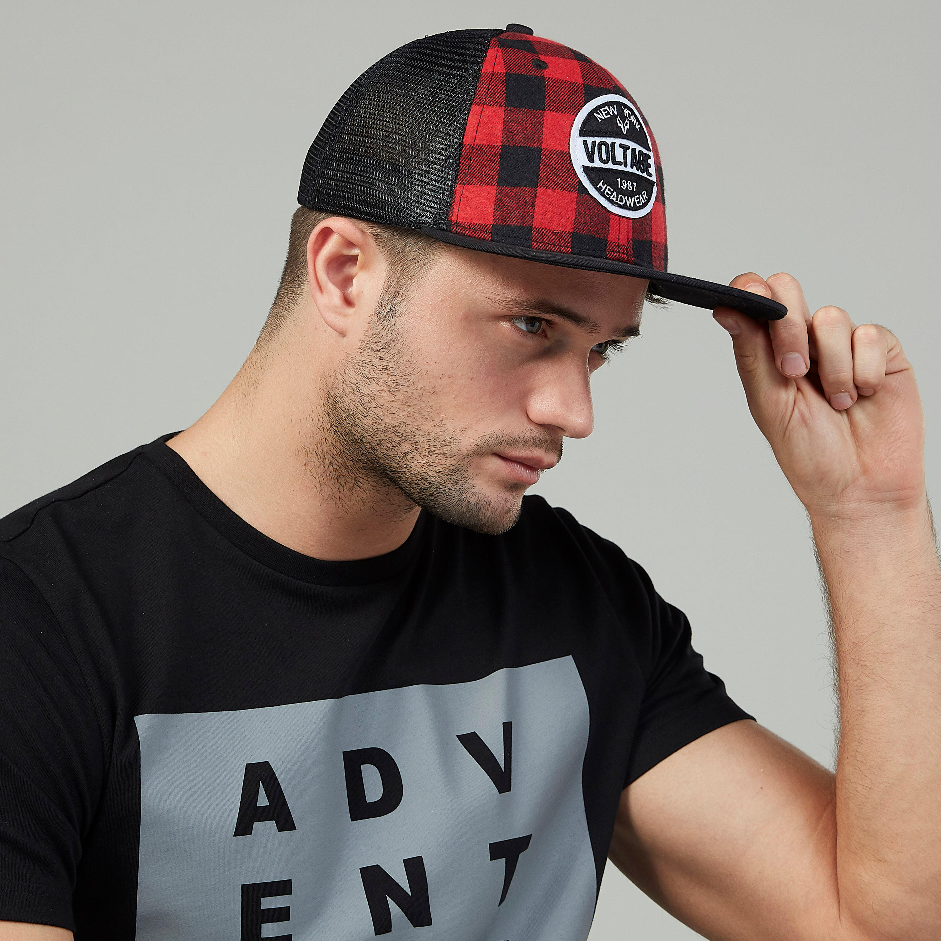 قبّعة كاب كاروهات بمكبس إغلاق-men-caps-image-3