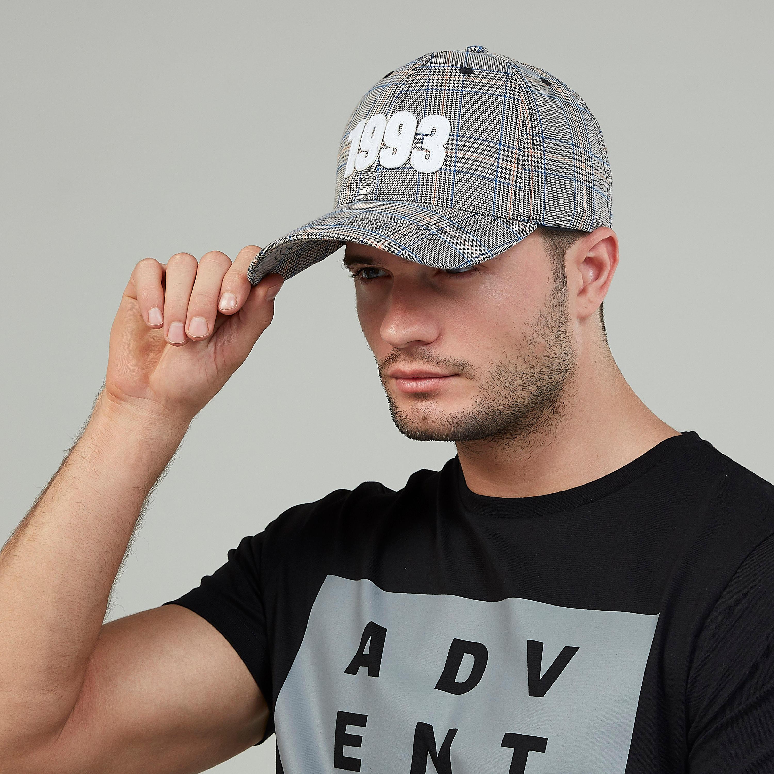 Chequered Cap with Plate Buckle Closure-men-caps-image-2