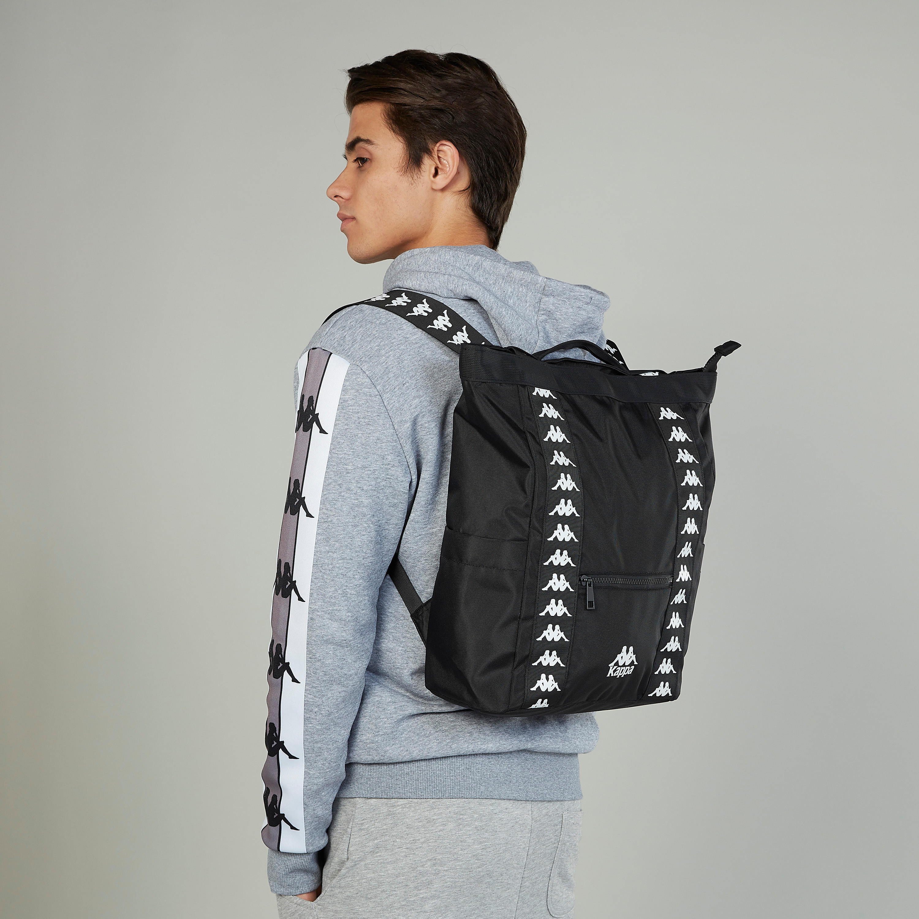 Kappa Printed Backpack with Adjustable Straps and Zip Closure-men-bags-image-2