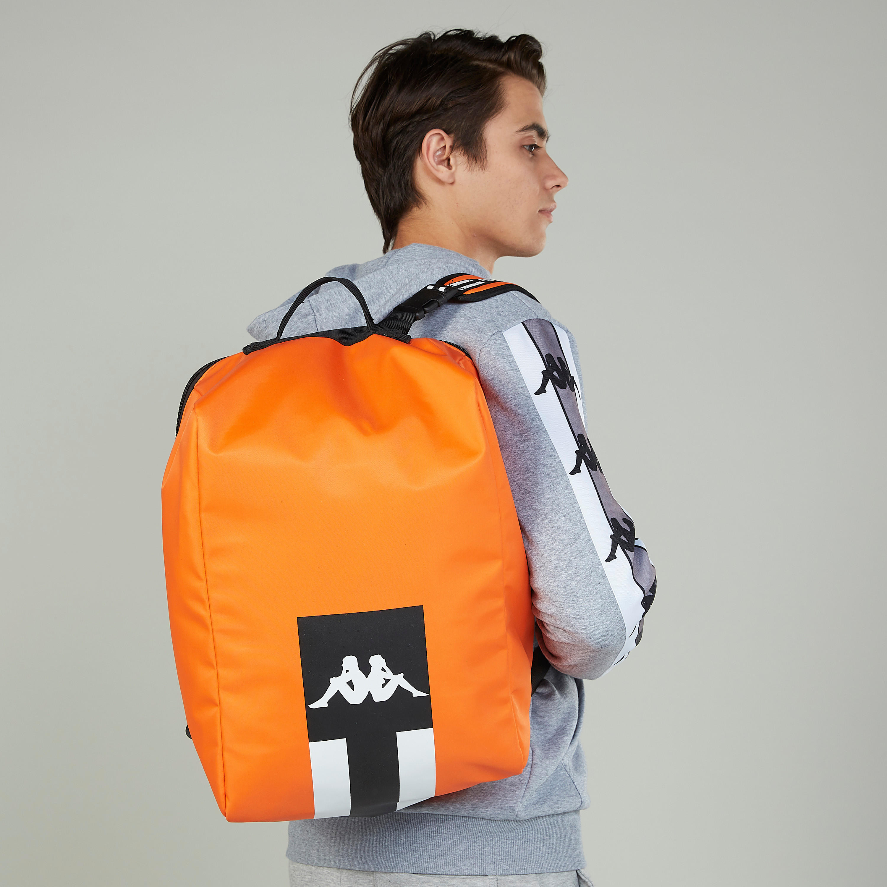 Kappa Printed Backpack with Adjustable Straps and Zip Closure-men-bags-image-2