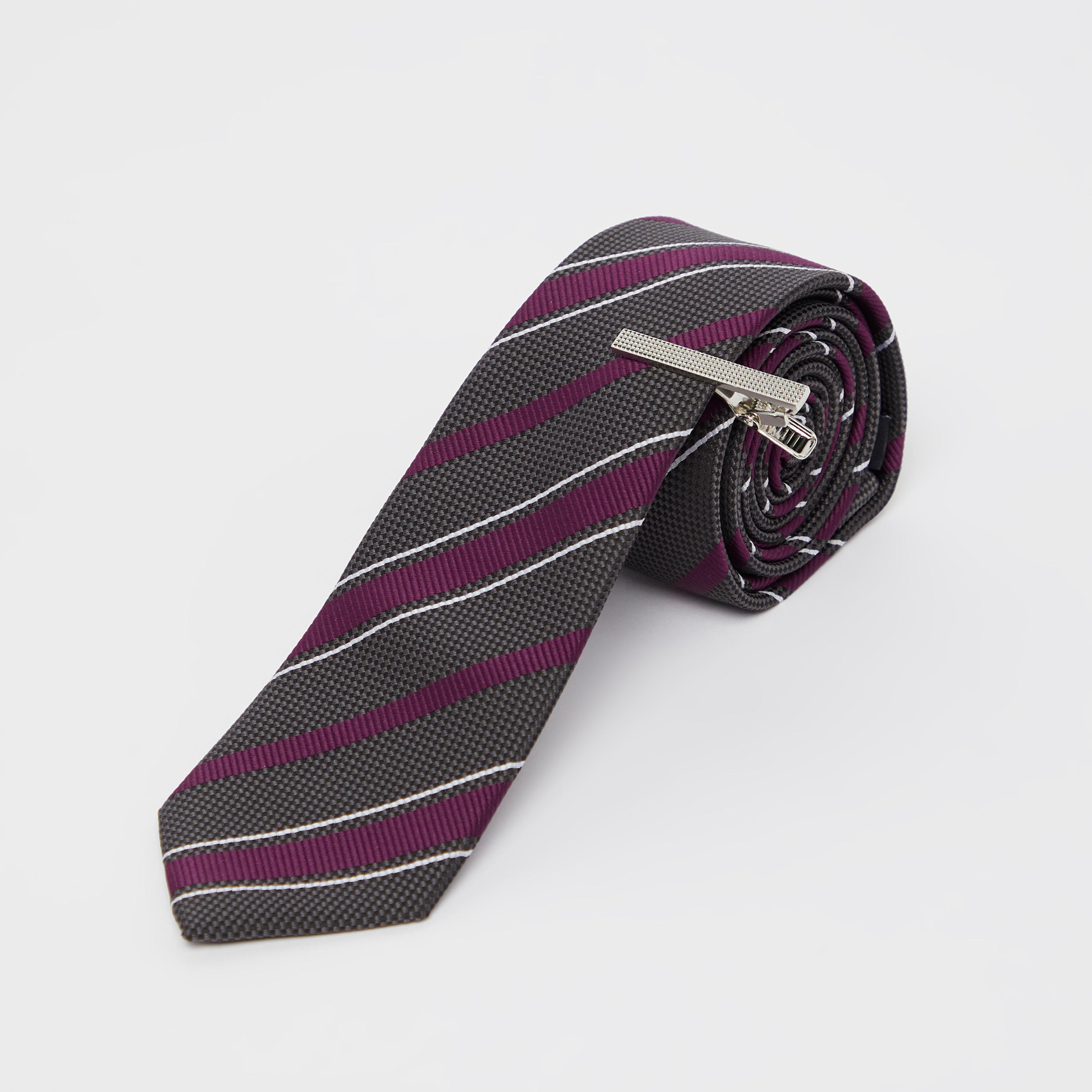 Striped Regular Tie with Keeper Loop-men-tiesandcufflinks-pocketsquares-image-1