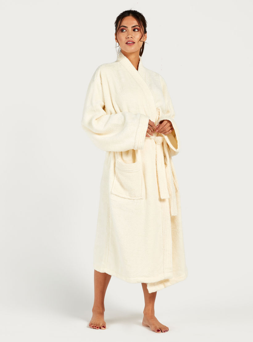 Solid Bathrobe with Tie-Up and Pockets-household-bathandlaundry-bathlinen-bathrobesandslippers-bathrobes-image-2