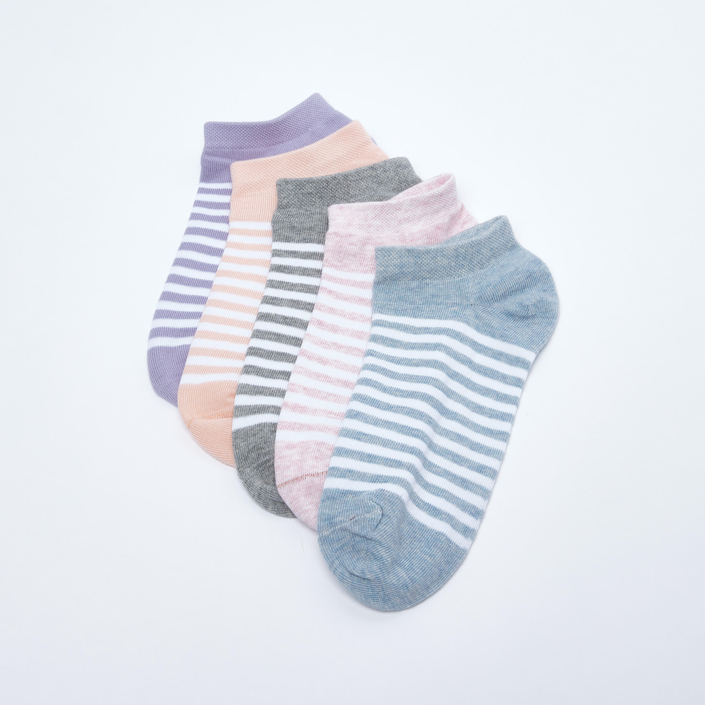 جوارب مقلّمة بطول الكاحل وأطراف مطّاطية - طقم من 5 أزواج-women-socksandstockings-image-1