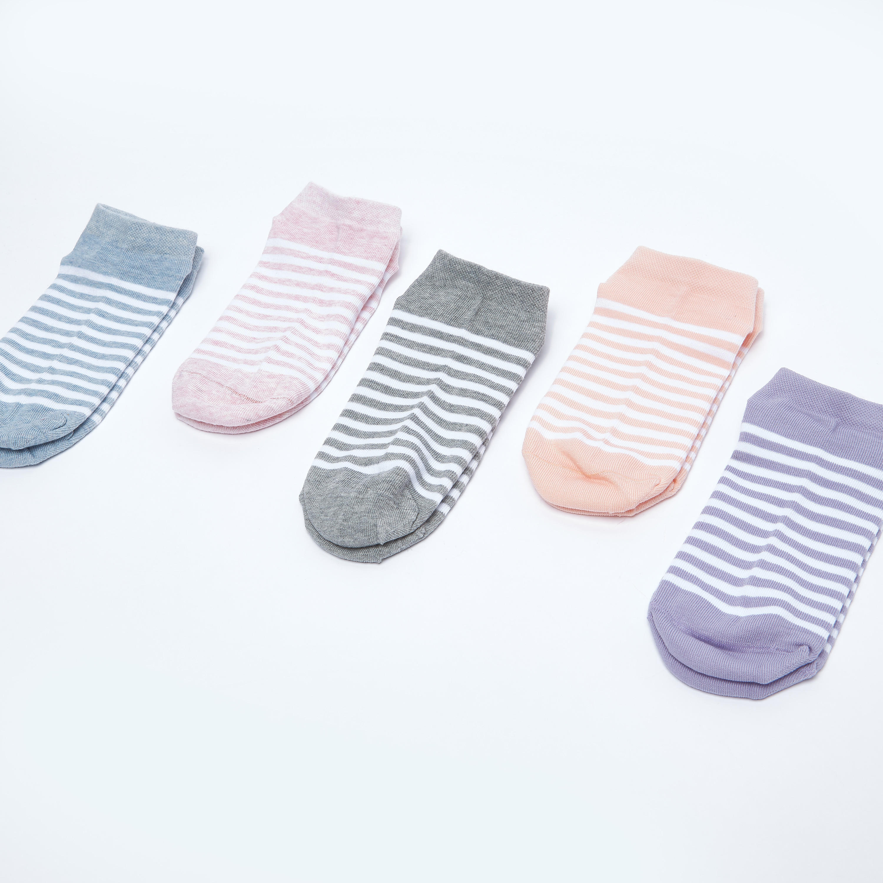 جوارب مقلّمة بطول الكاحل وأطراف مطّاطية - طقم من 5 أزواج-women-socksandstockings-image-3