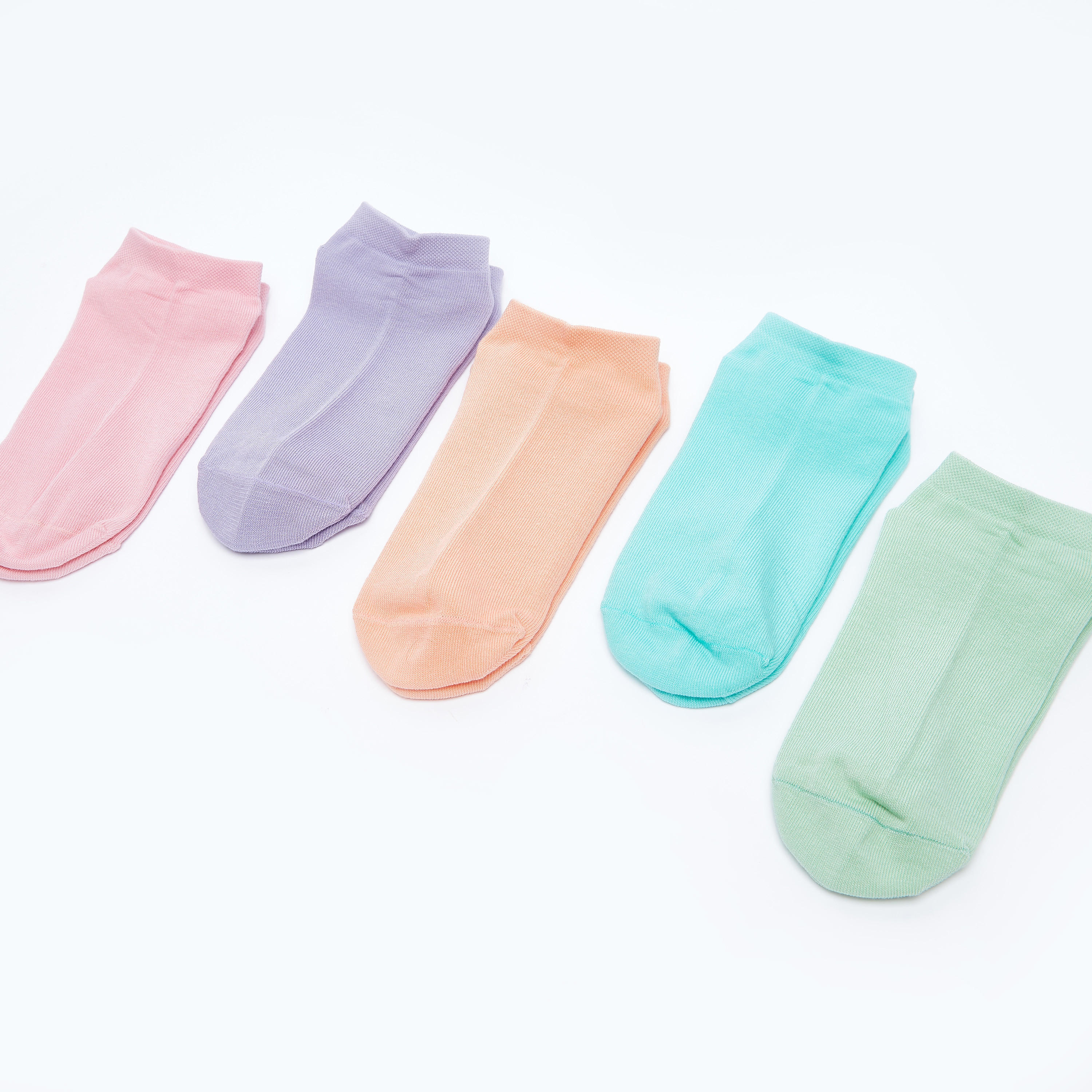 جوارب متنوعة بطول الكاحل وحواف مطّاطية - طقم من 5 أزواج-women-socksandstockings-image-1